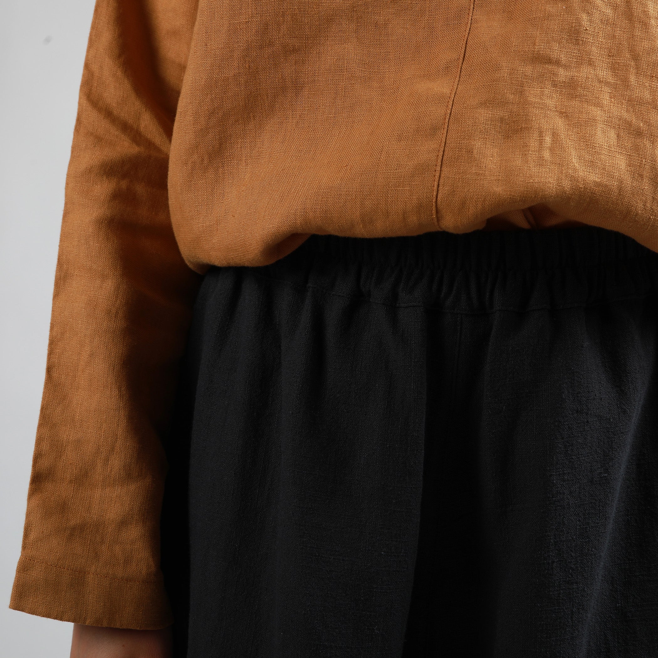 BOBBIE Drop Crotch Linen Skirt Pants, Size XS, Color NAVY 250gsm