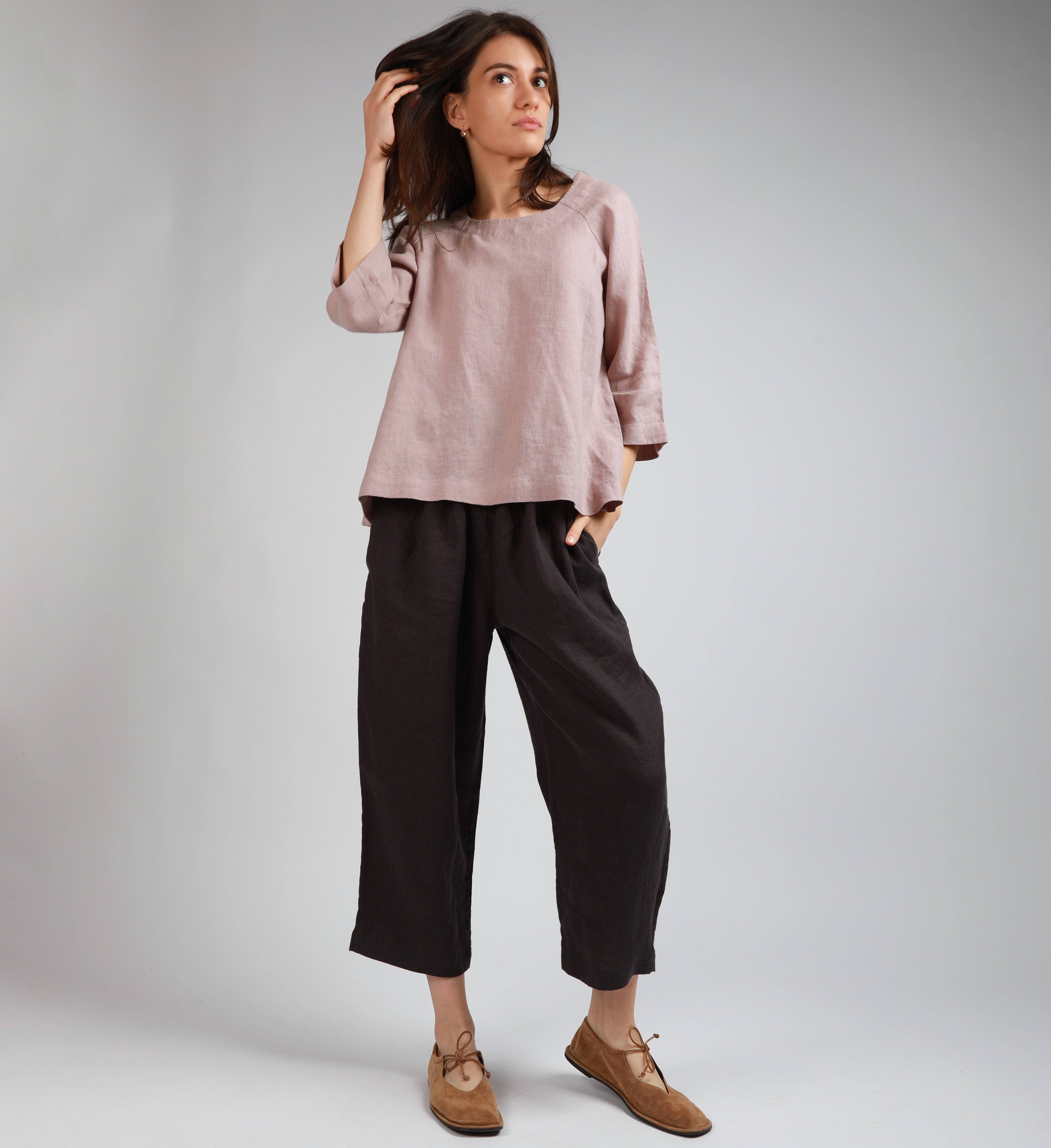 BELL Linen Raglan Blouse - Size XS and L - Color OFF WHITE