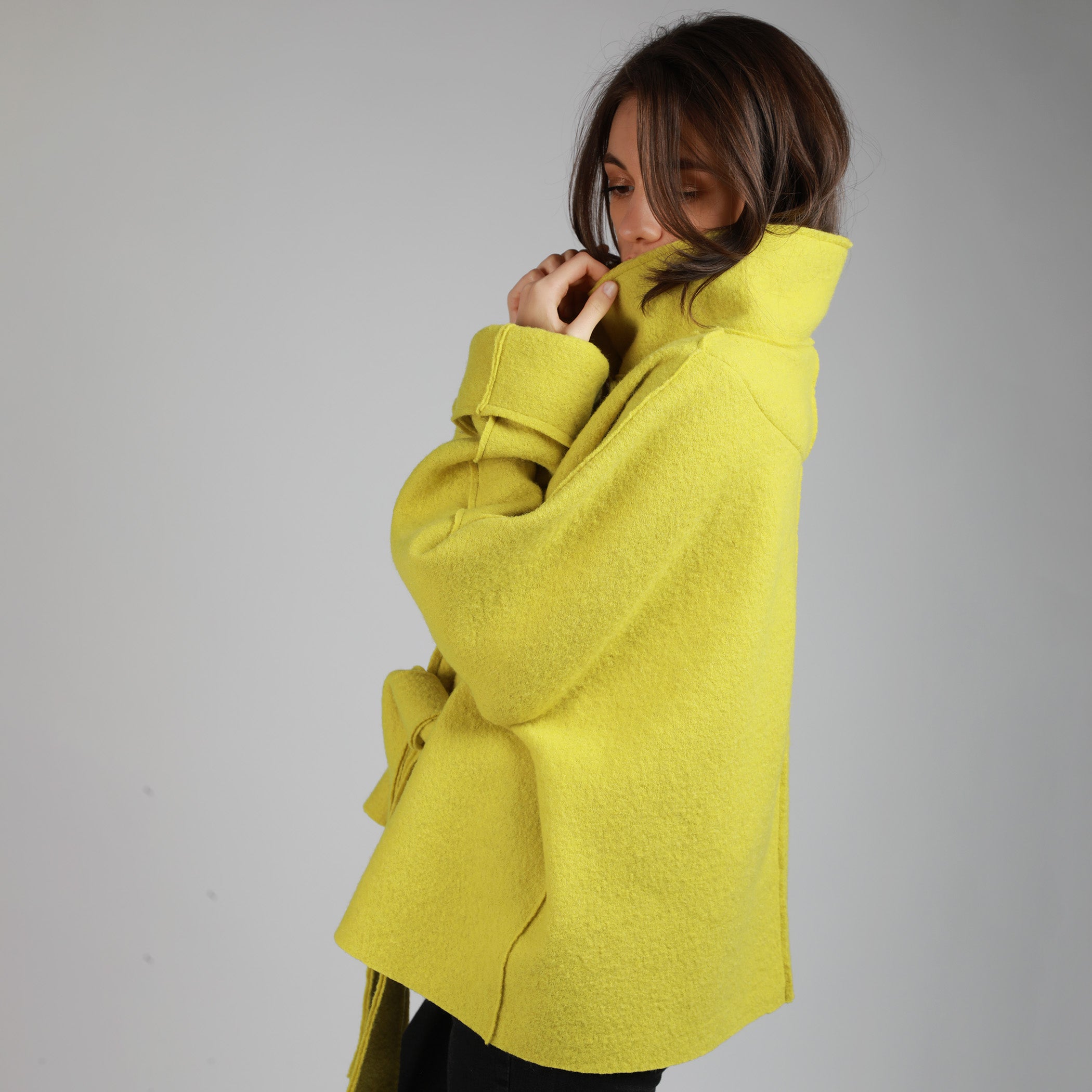 MAUD Oversized Boiled Wool Jacket - Size XL, Color LIGHT BLUE