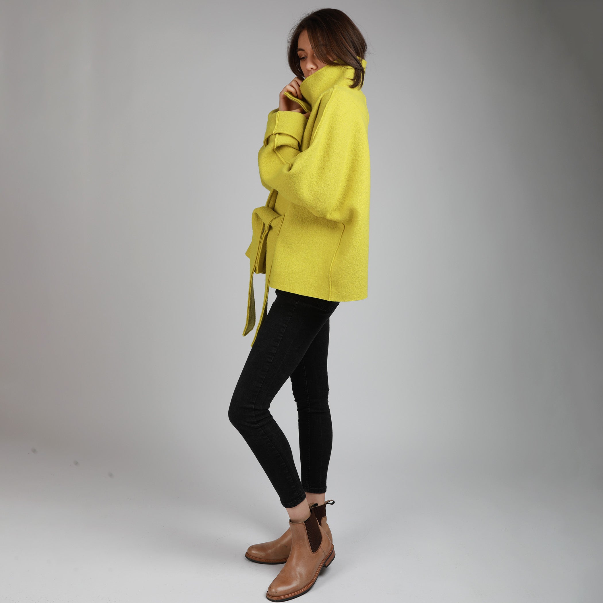 MAUD Oversized Boiled Wool Jacket - Size XL, Color LIGHT BLUE