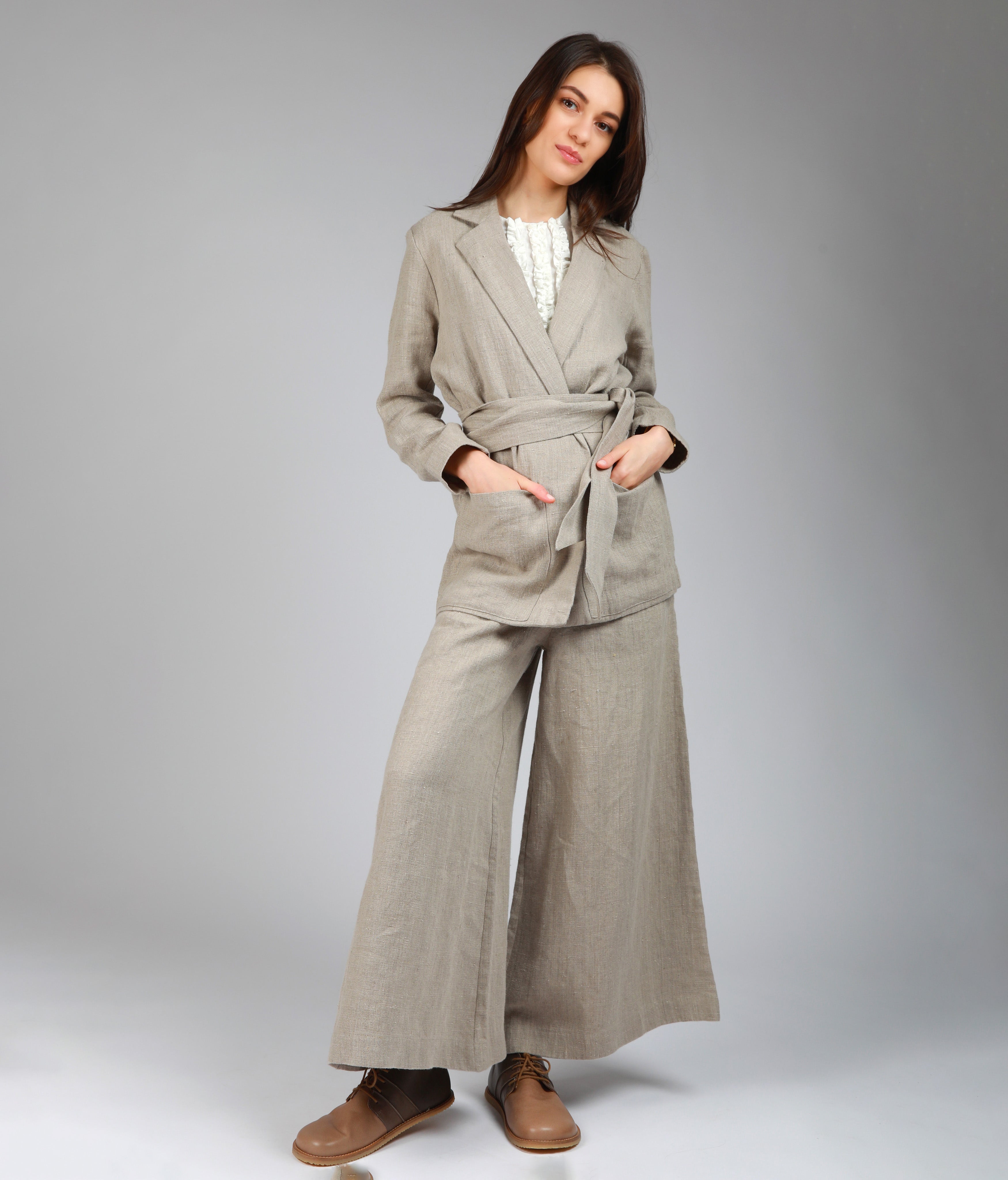 HER Unlined Linen Blazer - Sizes XS, L - Color NATURAL