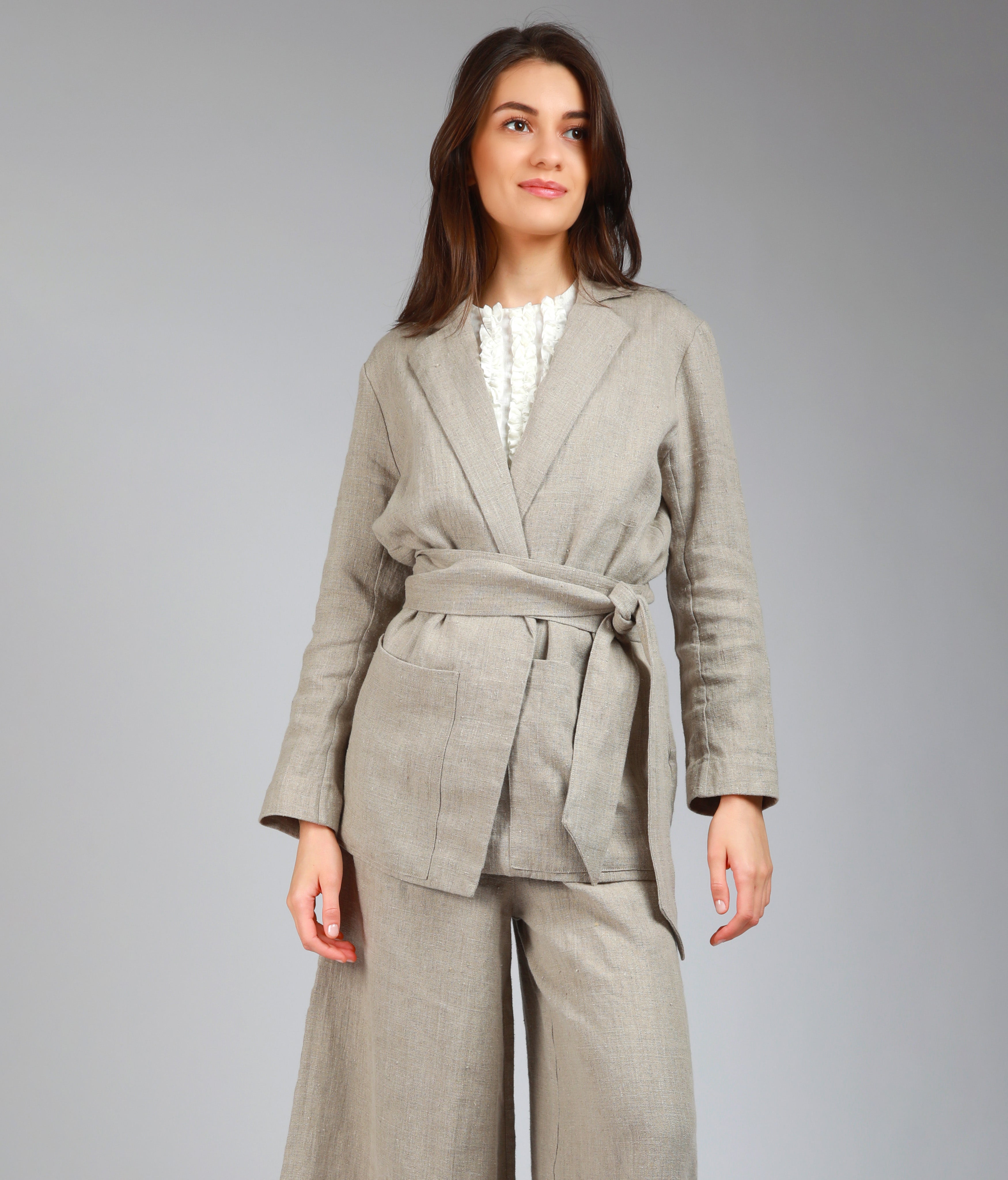 HER Unlined Linen Blazer - Sizes XS, L - Color NATURAL