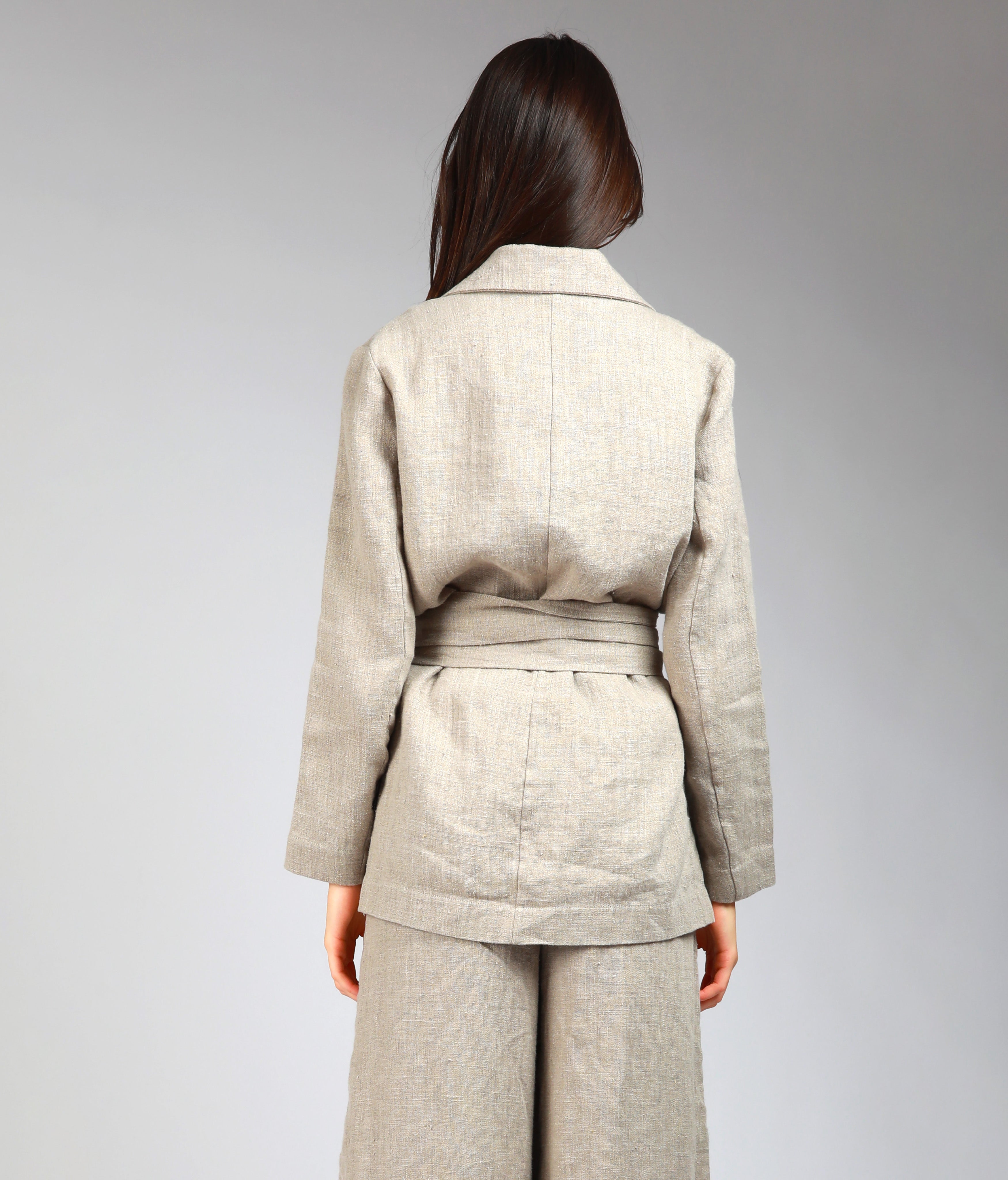 HER Unlined Linen Blazer - Sizes XS, L - Color NATURAL