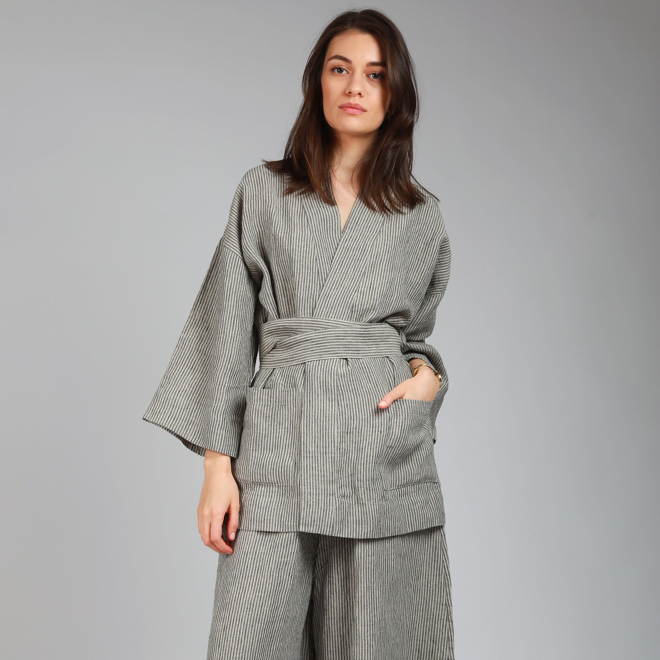 LIBERTY Loose Kimono Style Jacket - Size S - Color DARK CHOCOLATE