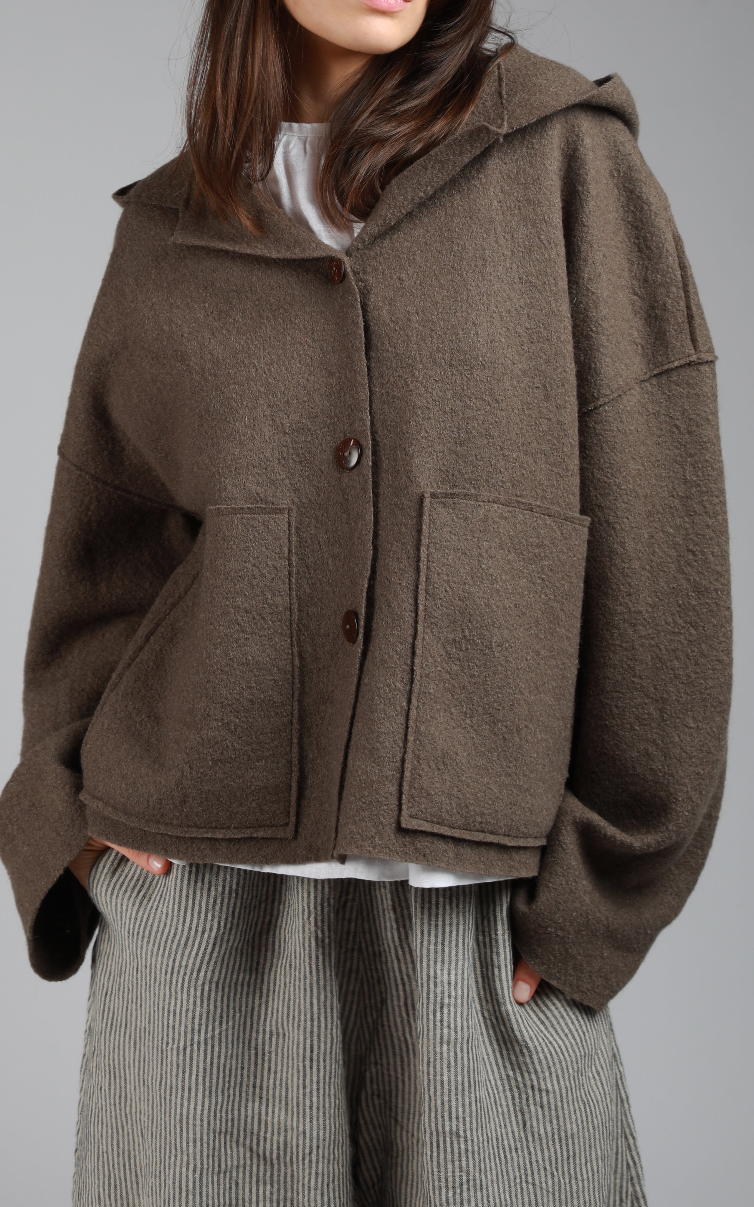 UMMA Oversized Boiled Wool Jacket - Size S Color DARK GRAY