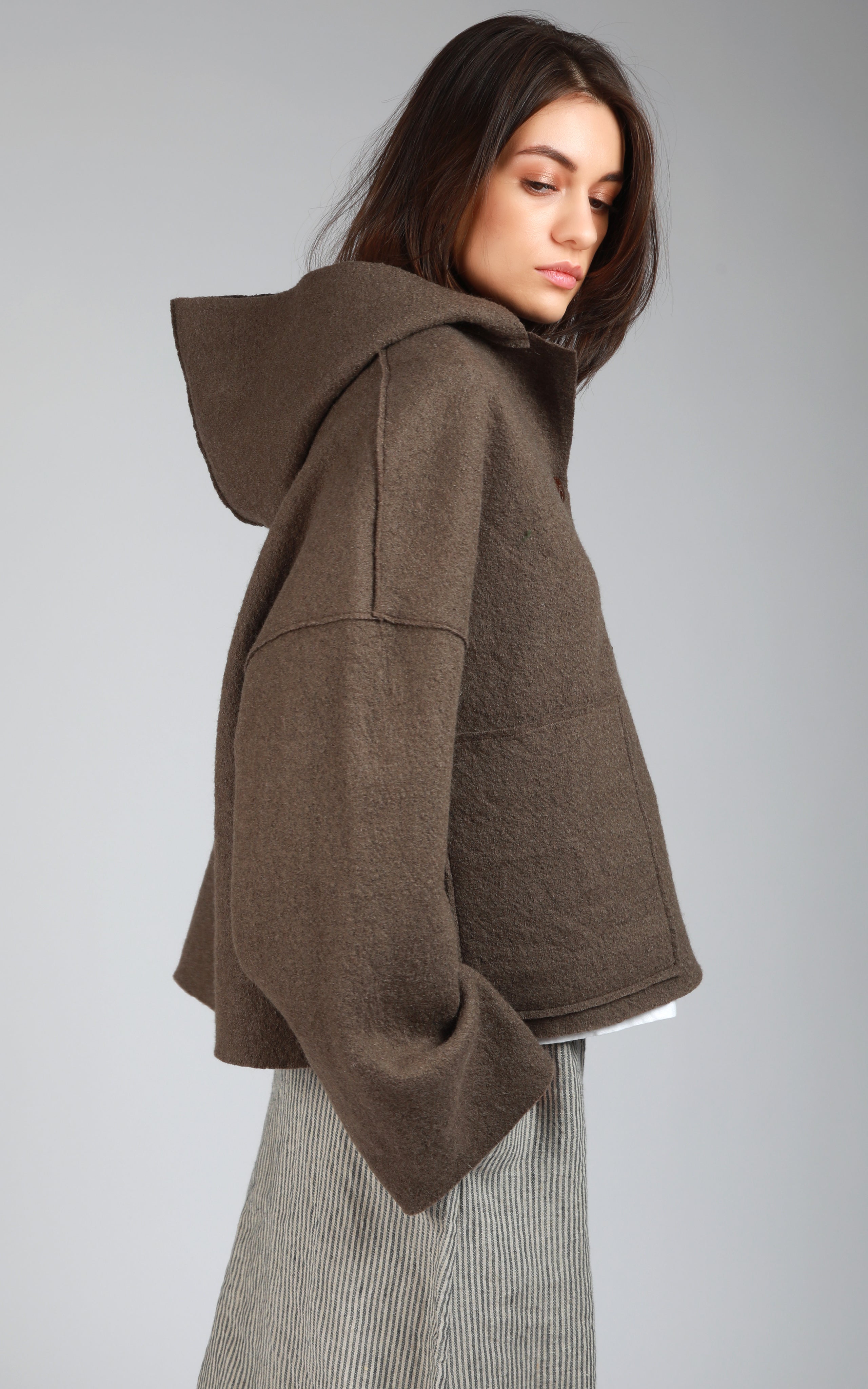UMMA Oversized Boiled Wool Jacket - Size S Color DARK GRAY