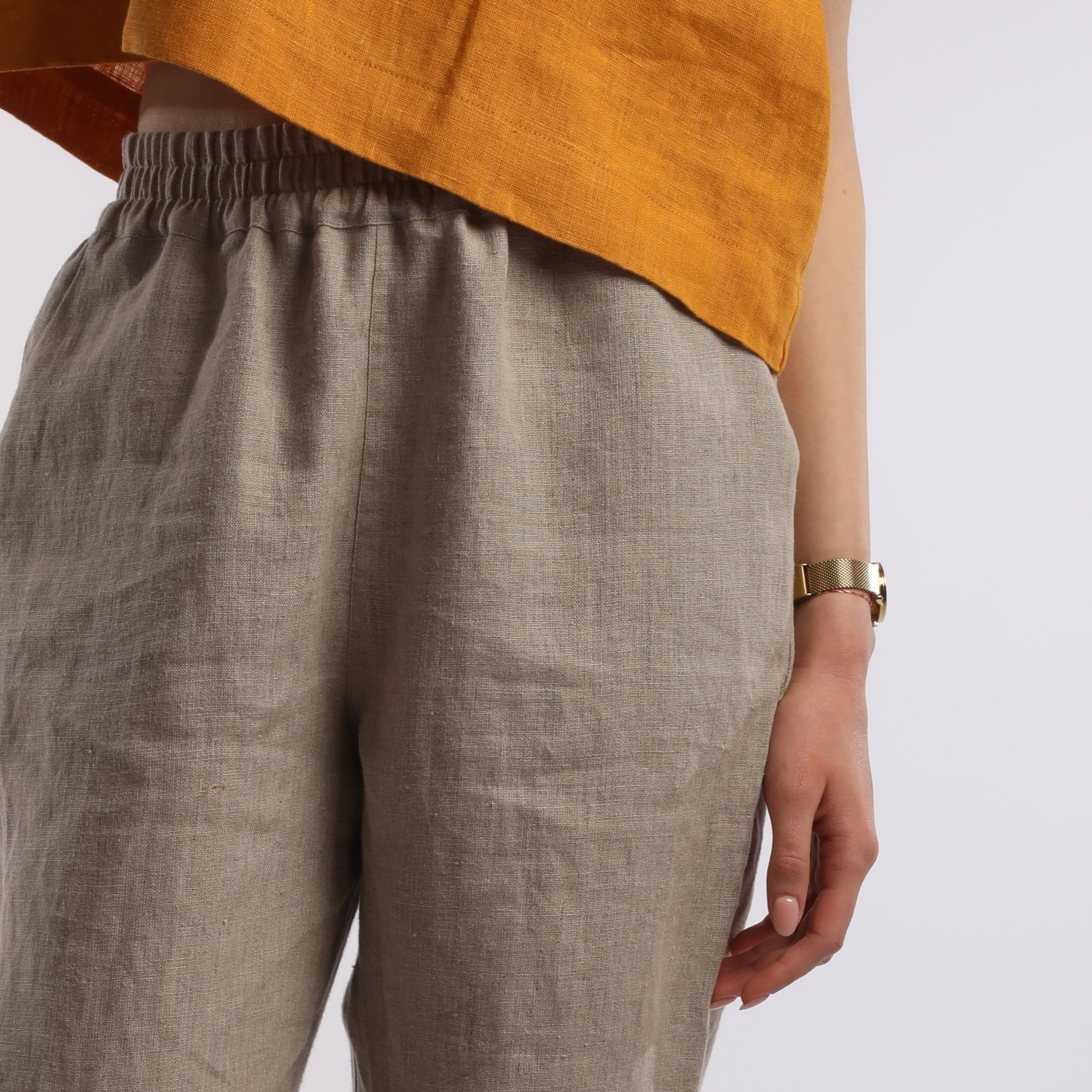 RELAX Tapered Linen Pants - Size XS - Color NATURAL