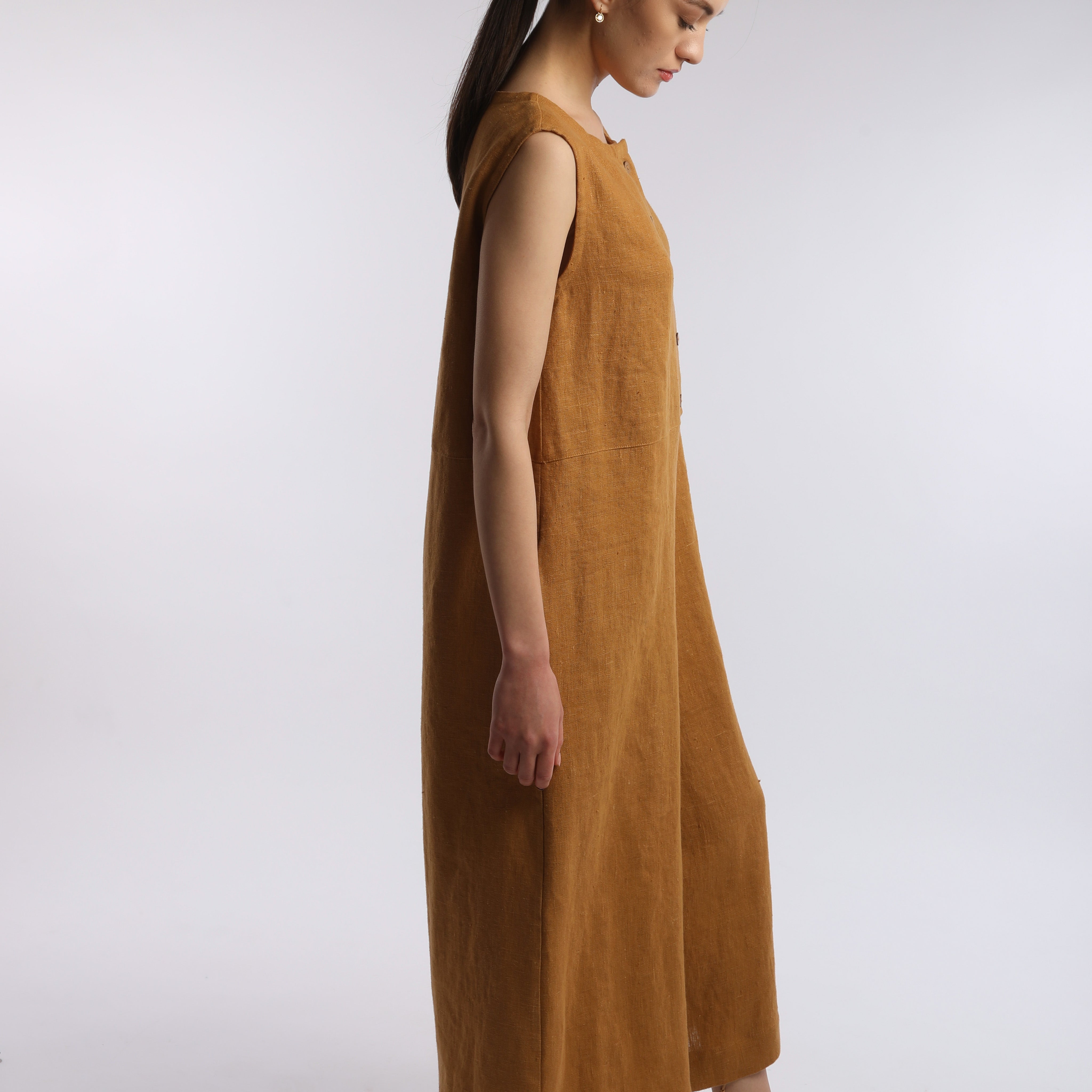 MARA Boxy Linen Jumpsuit with Button-Down Front