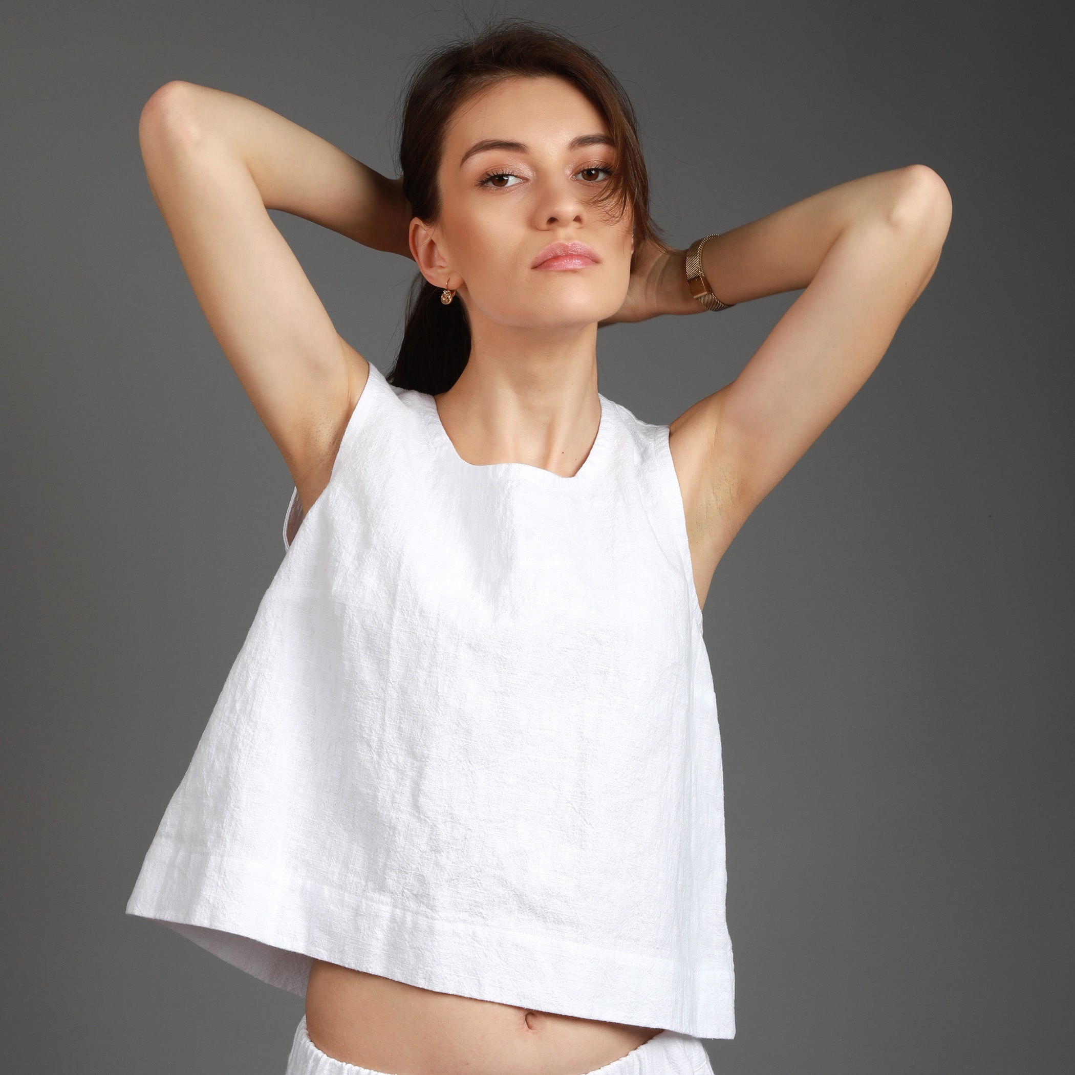 MONA Sleeveless Cropped Top, Size XS, Color OPTIC WHITE 250 gsm