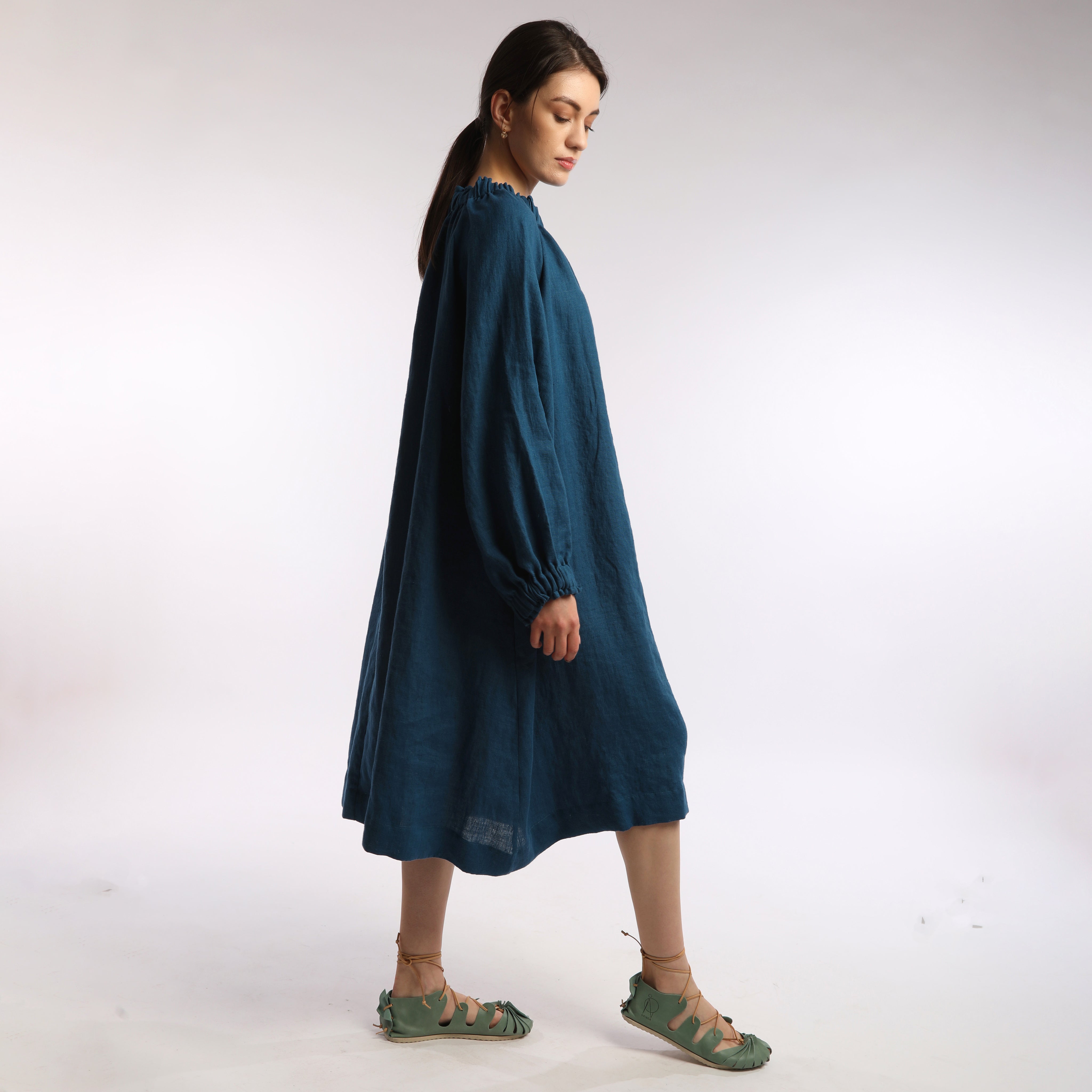 ARIEL Voluminous Midi Dress - Sizes XS, S, M - Color DEEP TURQUOISE