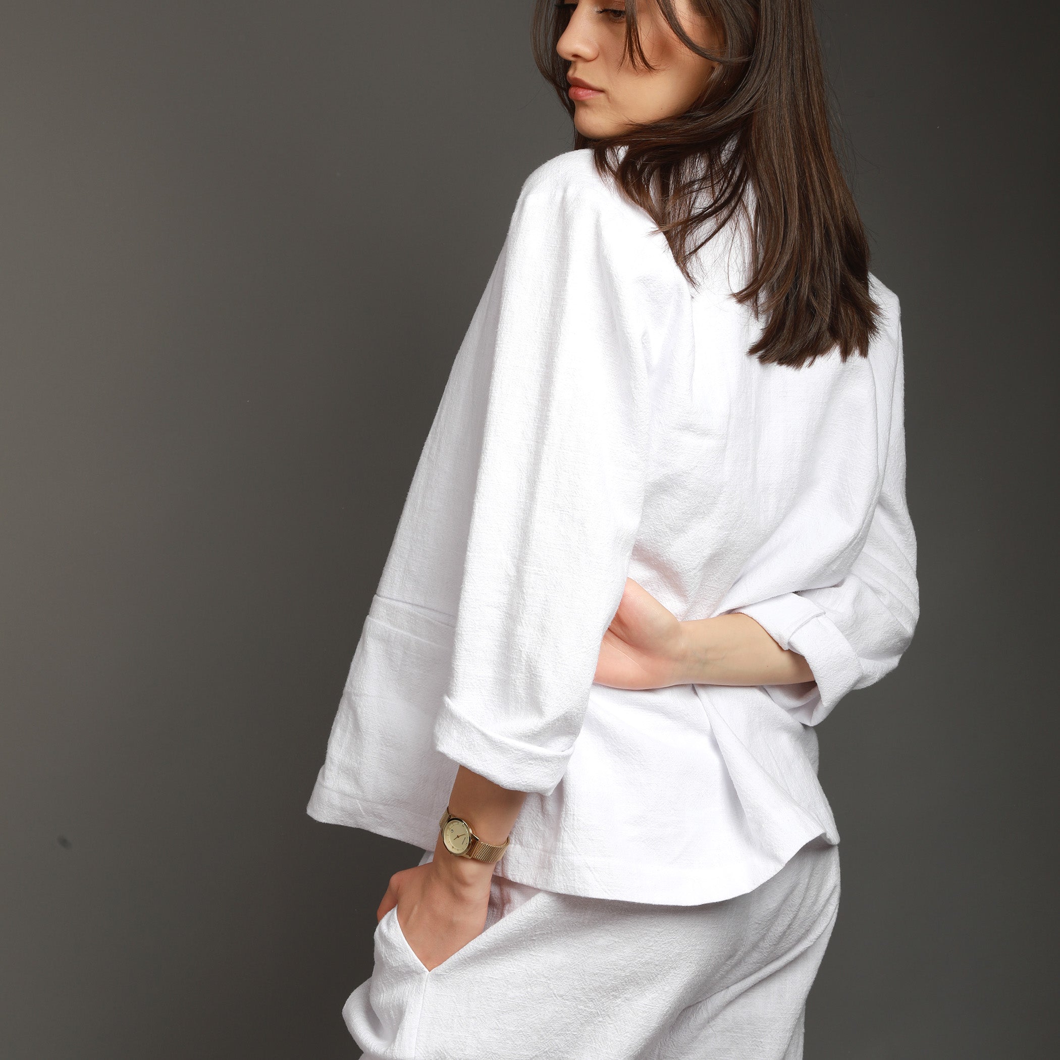 JO  Loose Unlined Linen Blazer, Size XS, Color OPTIC WHITE 250GSM