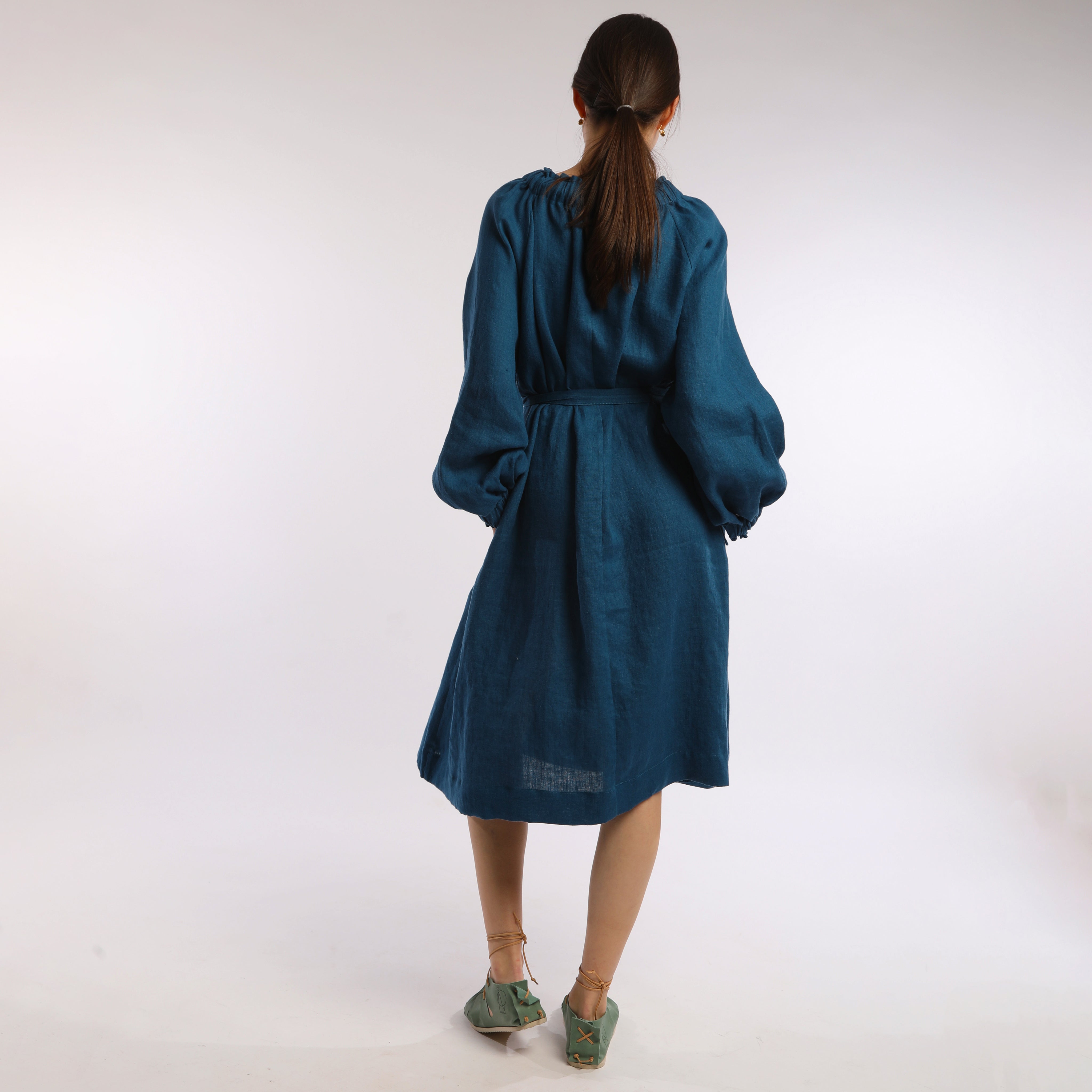 ARIEL Voluminous Midi Dress - Sizes XS, S, M - Color DEEP TURQUOISE