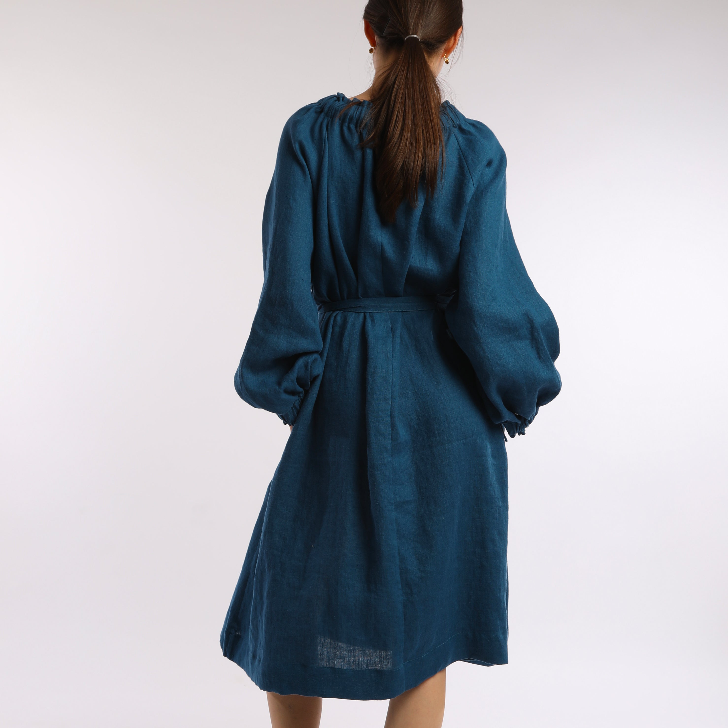 ARIEL Voluminous Midi Dress - Sizes XS, S, M - Color DEEP TURQUOISE