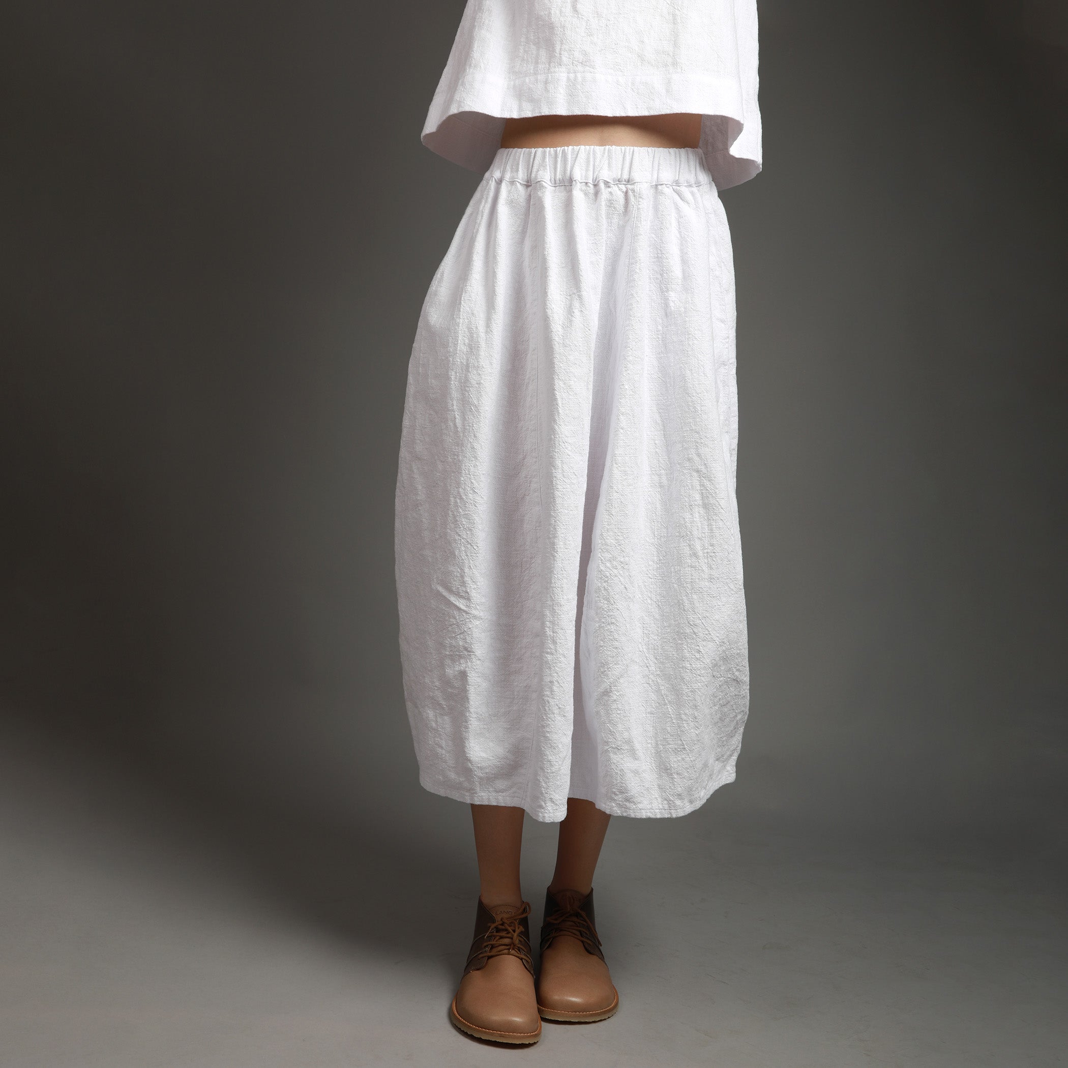 FLOWER Maxi Bubble Linen Skirt with Side Pockets