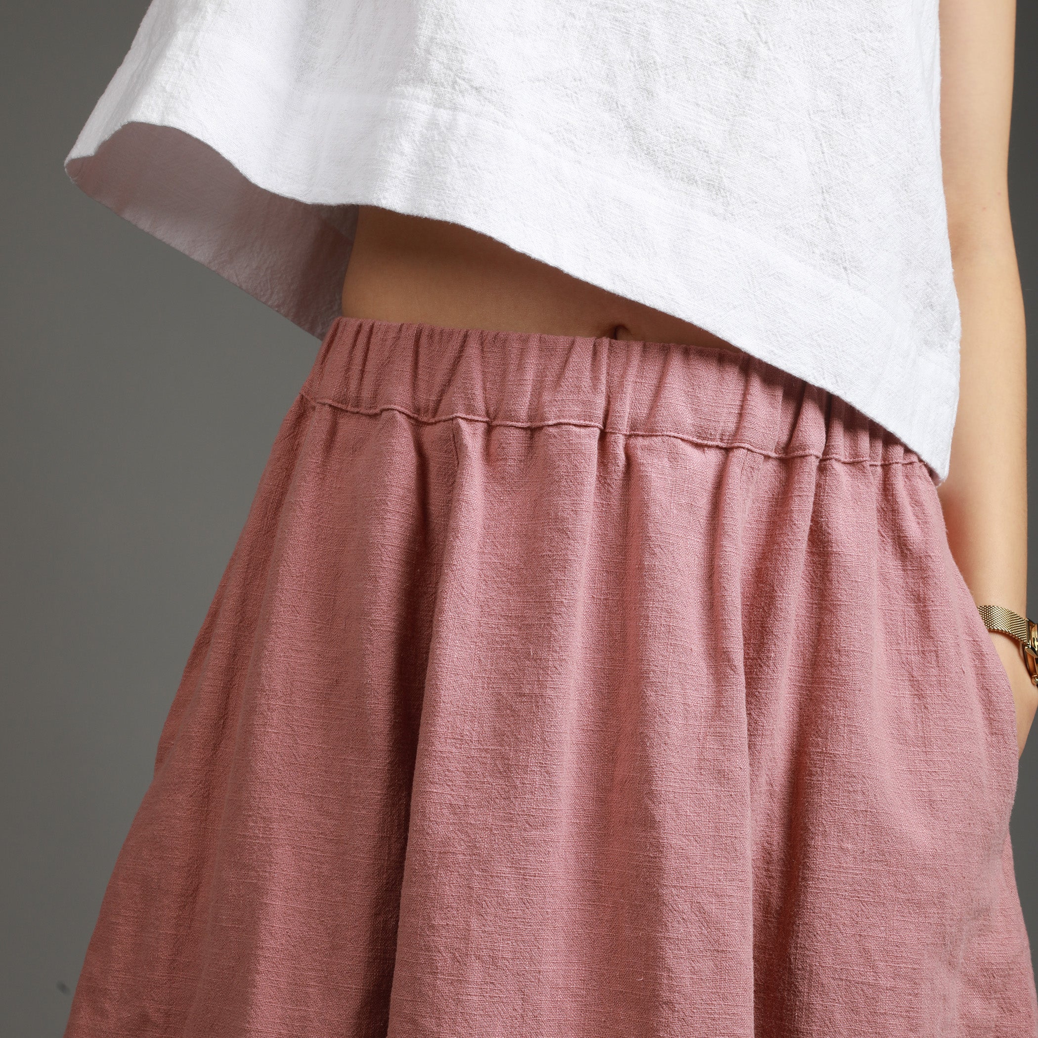 FLOWER Bubble Linen Skirt. Size M, Color FOREST GREEN