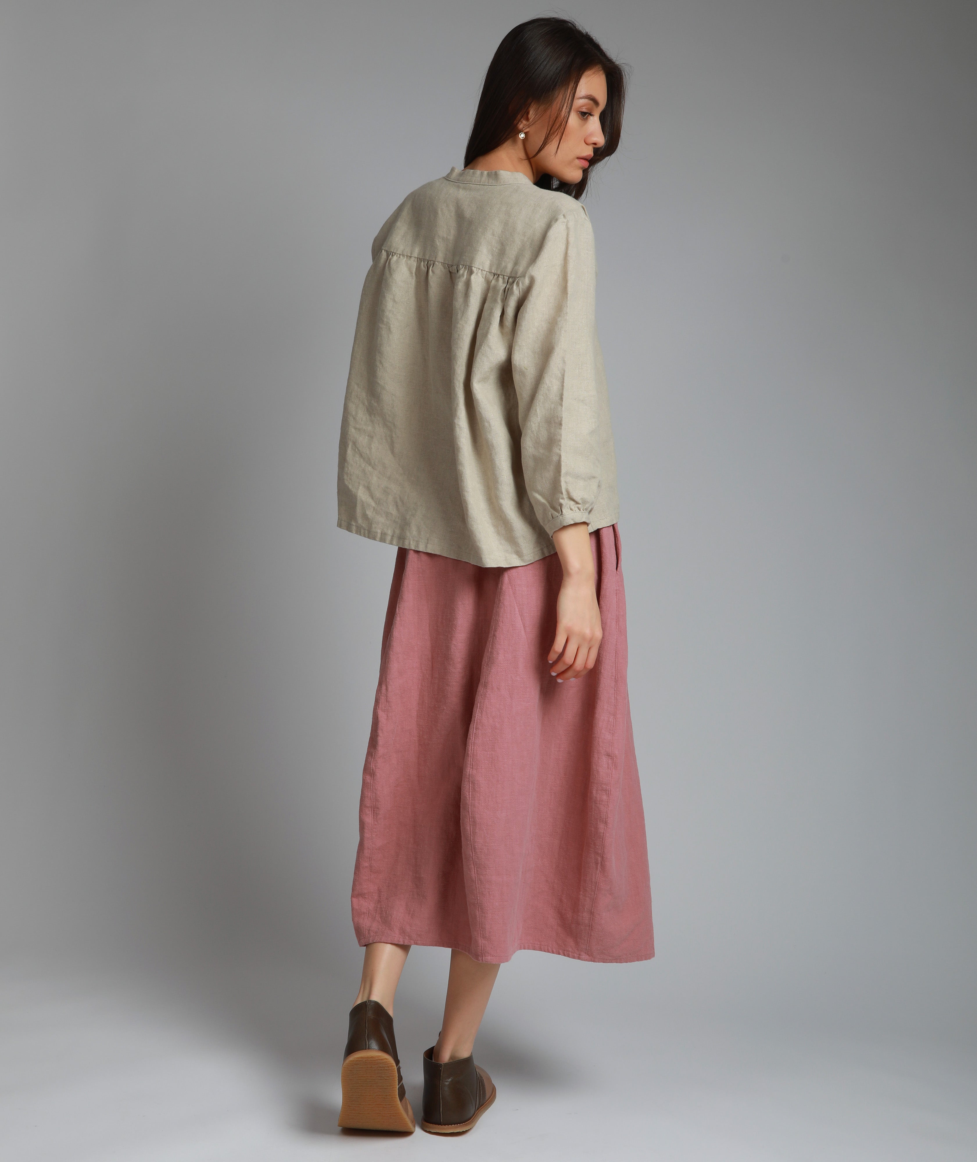 ANTIQUE Poet Shirt with Gathered Sleeves - Size XS - Color NATURAL