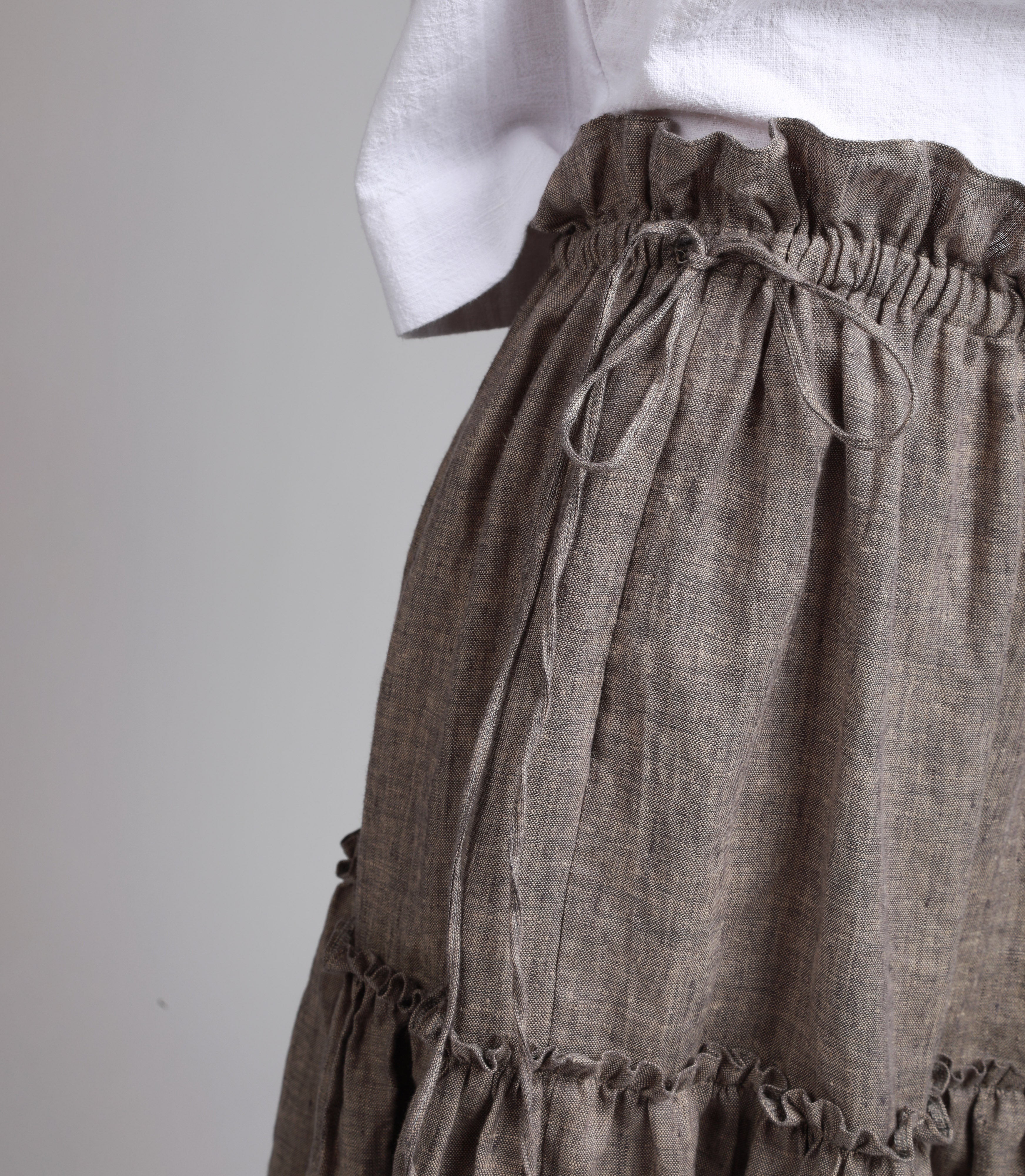 ZADIE Two-Tier Ruffle Linen Skirt