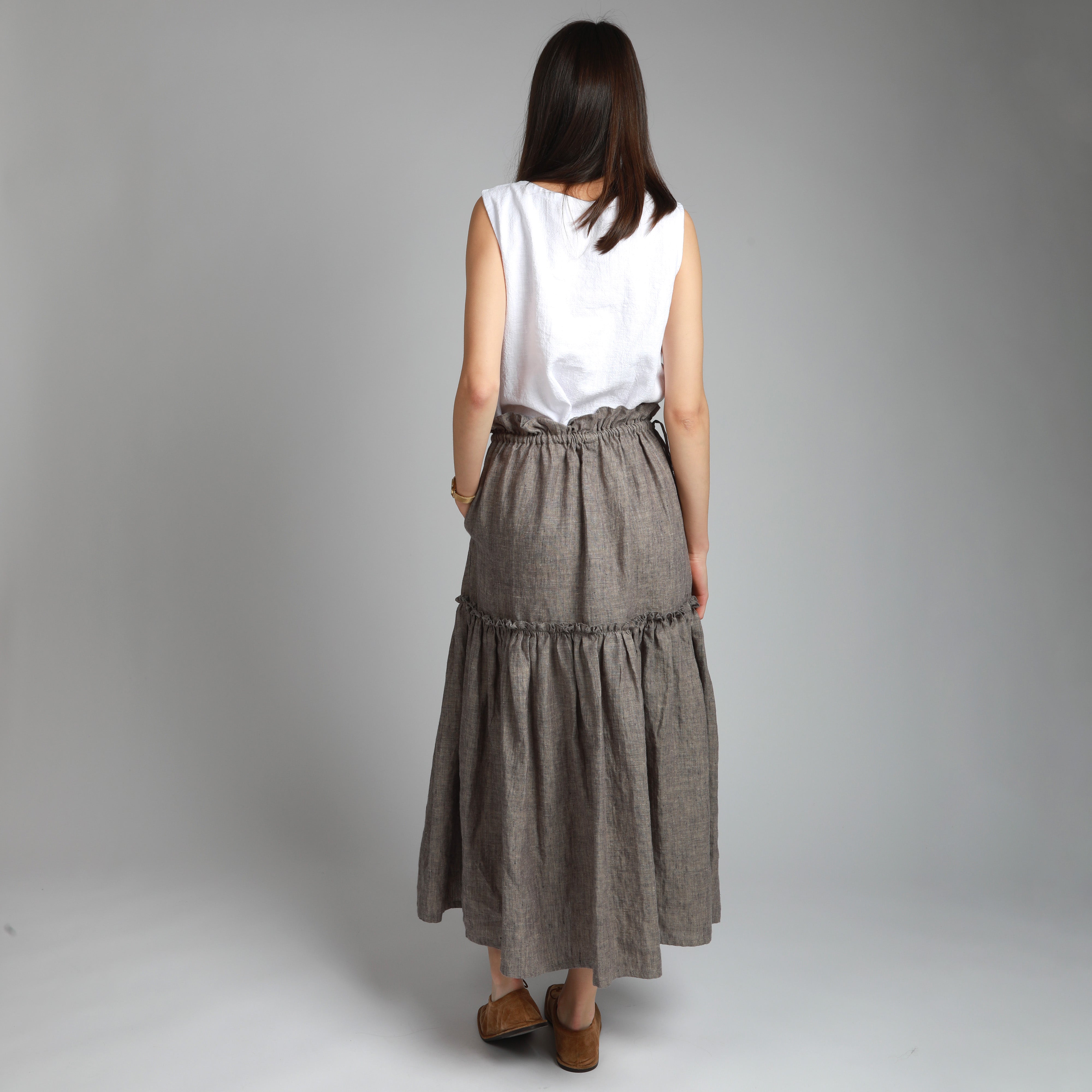 ZADIE Two-Tier Ruffle Linen Skirt