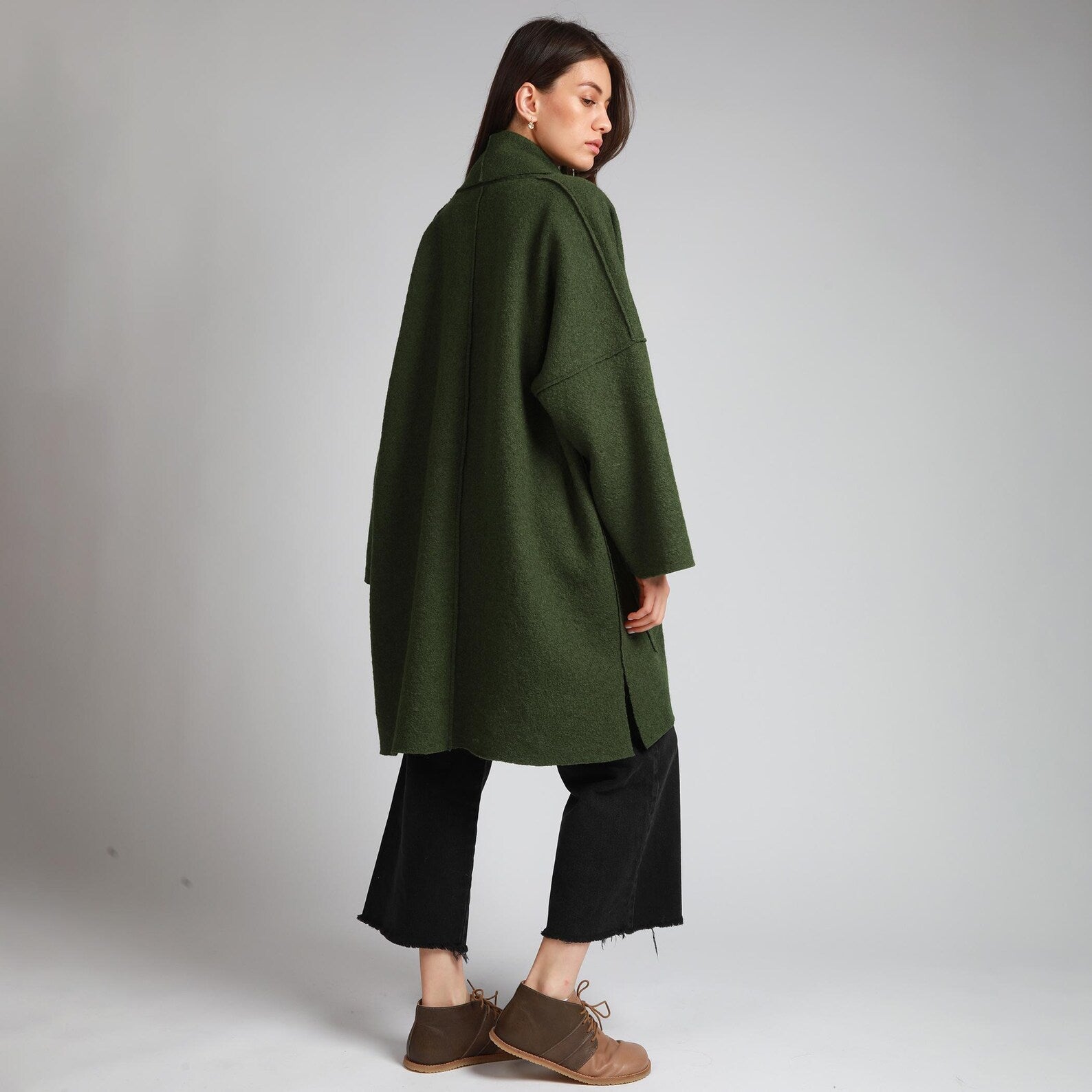 ELLA Oversized Boiled Wool Coatigan Jacket