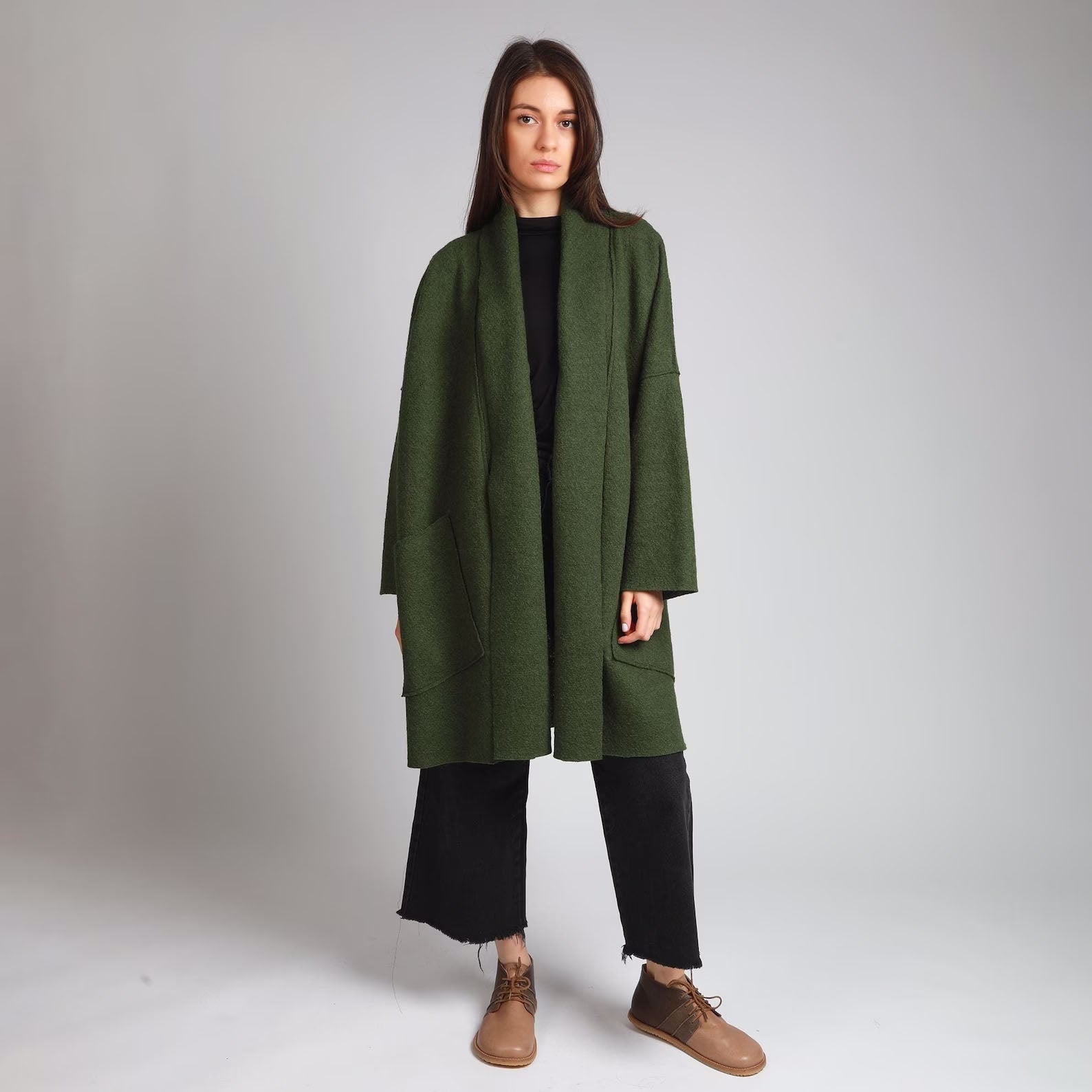 ELLA Oversized Boiled Wool Coatigan Jacket