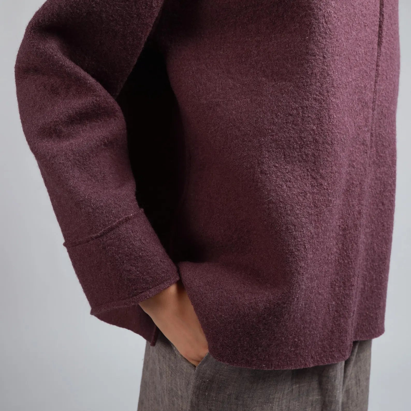 JAMIE Loose Boiled Wool Fall/Spring Sweater with High Split Turtleneck Collar