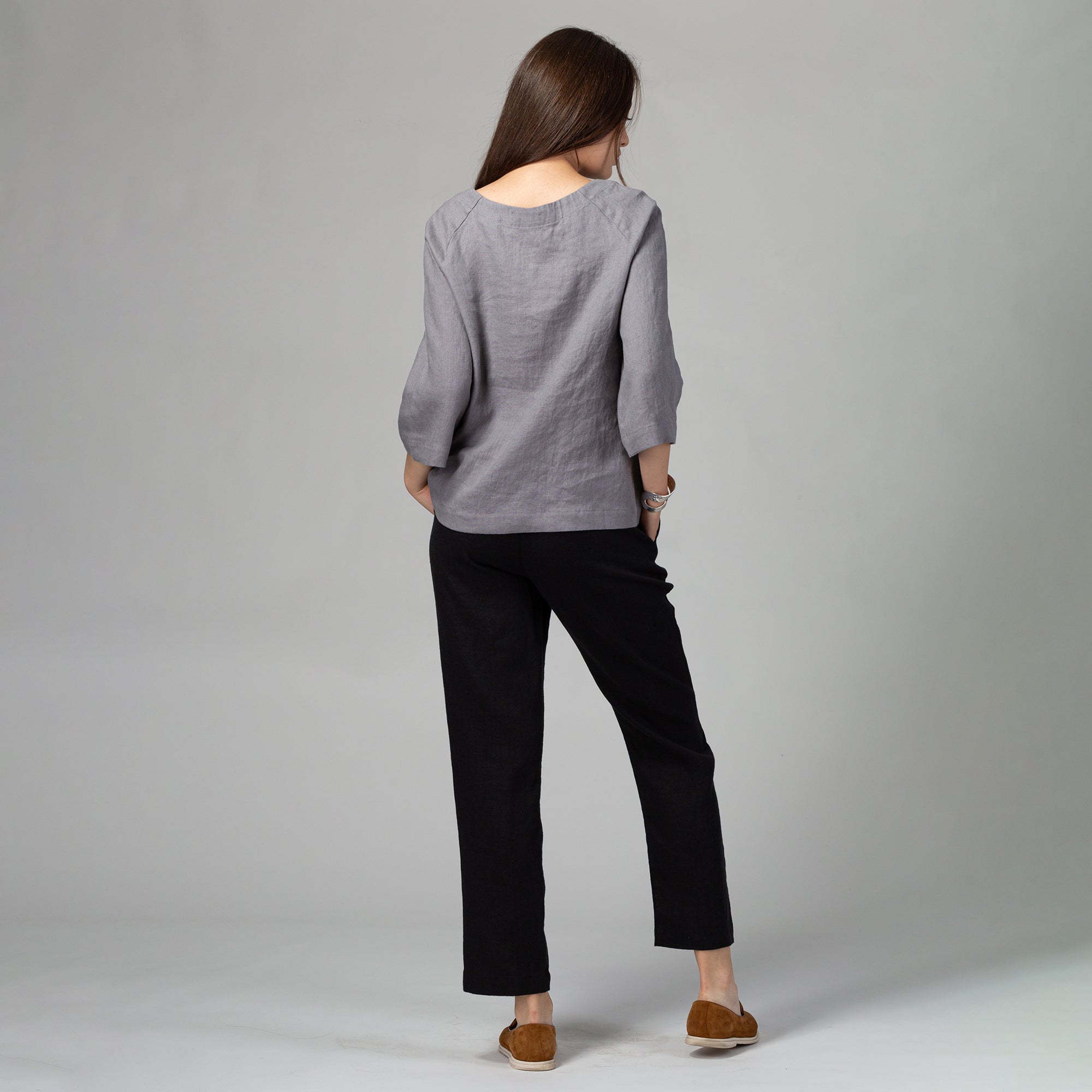 Linen Tapered Pants in Ankle Length