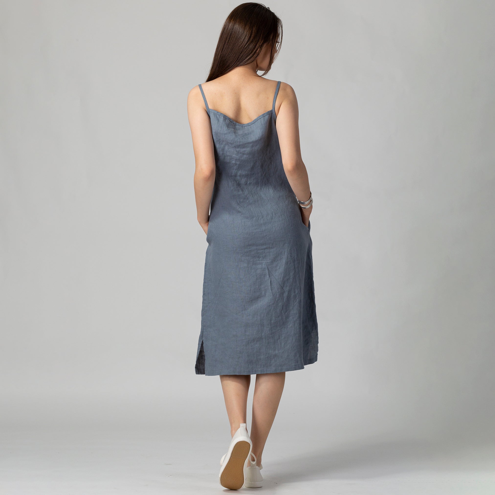 Linen Cami Dress in Blue Fog Linen Cami Dress in Blue Fog