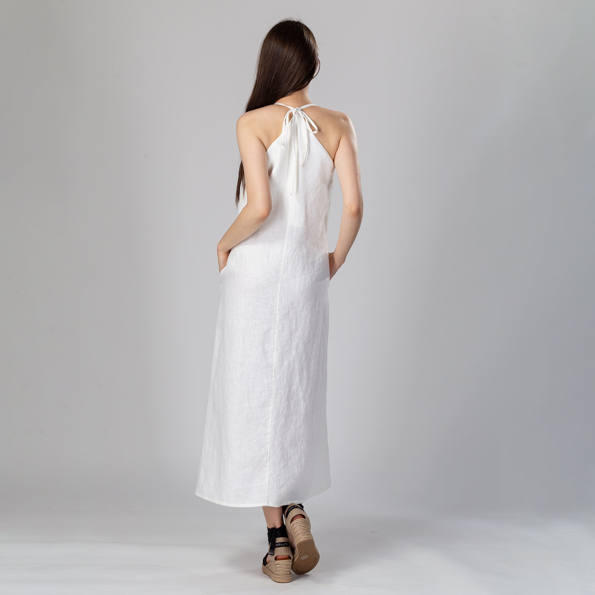 SIERRA Open Back Linen Dress | KNOTIUM SIERRA Open Back Linen Dress | KNOTIUM