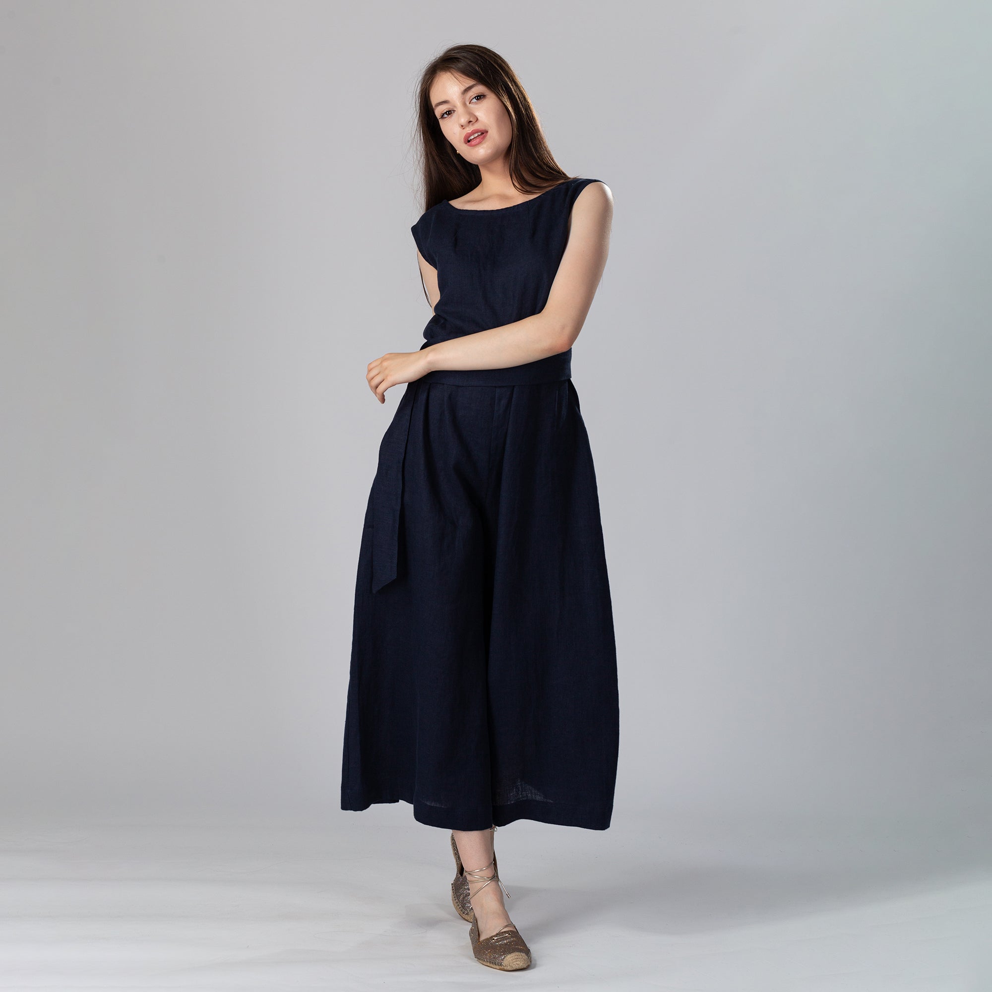 FREE Oversized Linen Jumpsuit, Size S, Color LEMON YELLOW