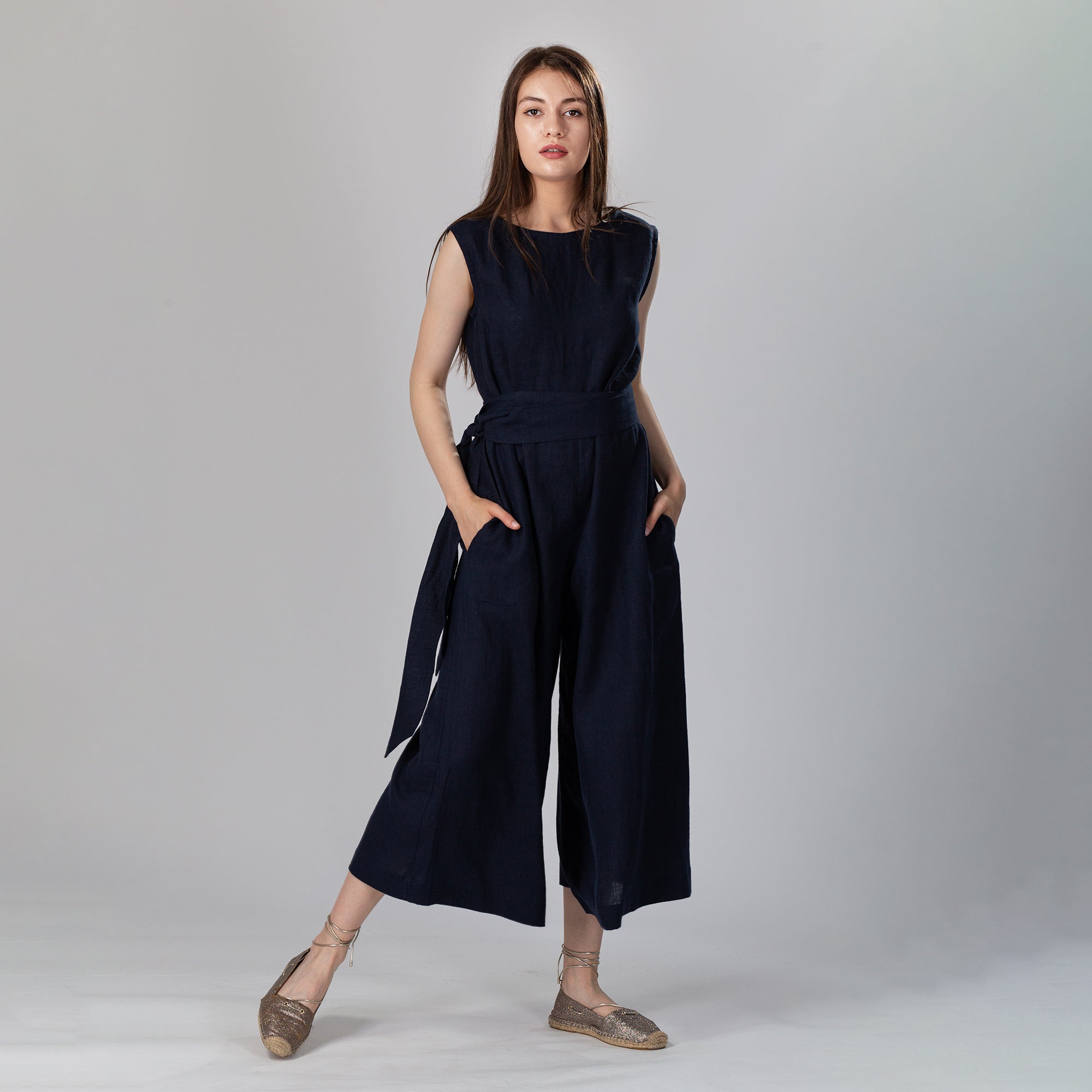 FREE Oversized Linen Jumpsuit, Size S, Color LEMON YELLOW