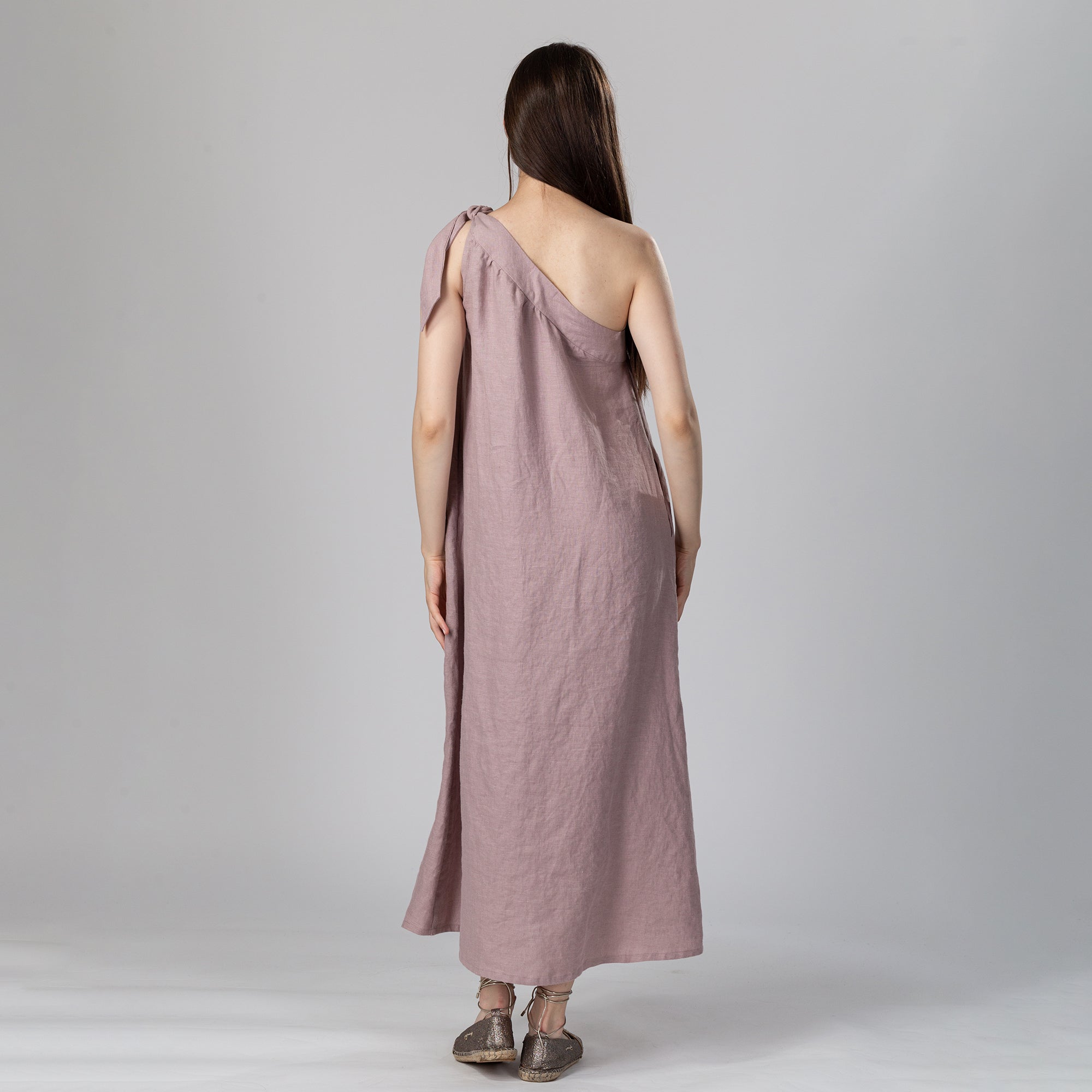 BREEZE Off Shoulder Linen Dress - Size XS - Color LILAC