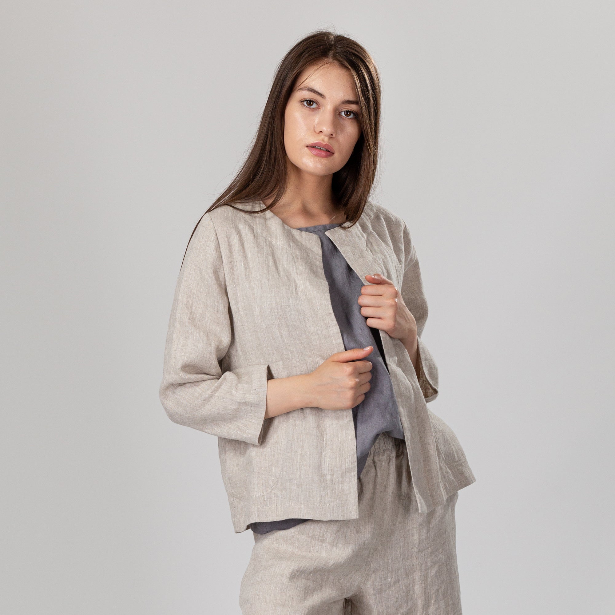 PAULETTE Light Linen Cardigan, Size M, Color DARK BLUE