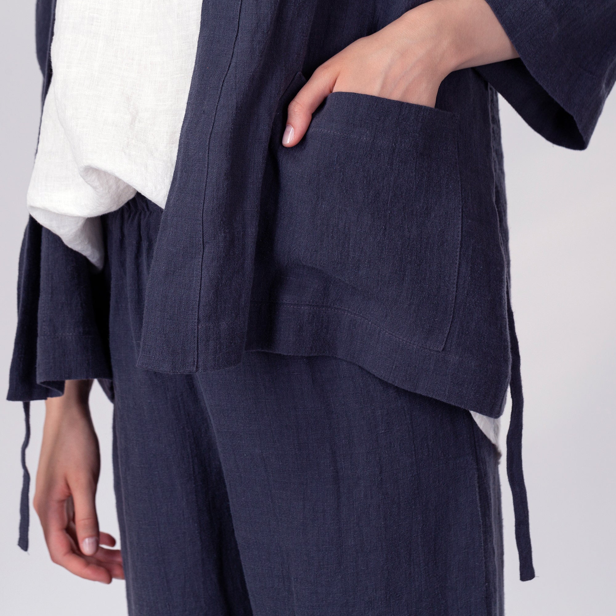 OONA Cropped Linen Kimono Jacket