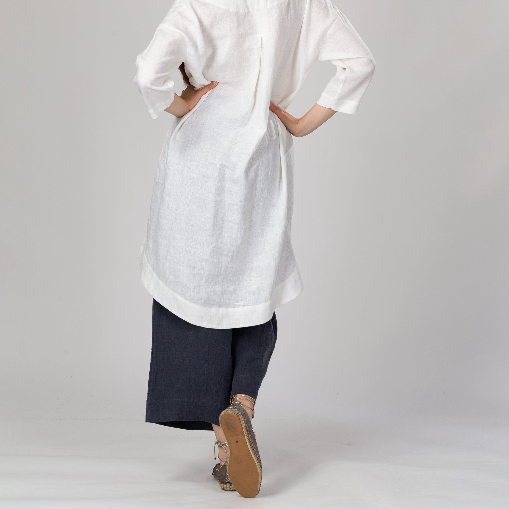 JULIA Linen Tunic Dress - Size XS - Color ASPHALT GRAY