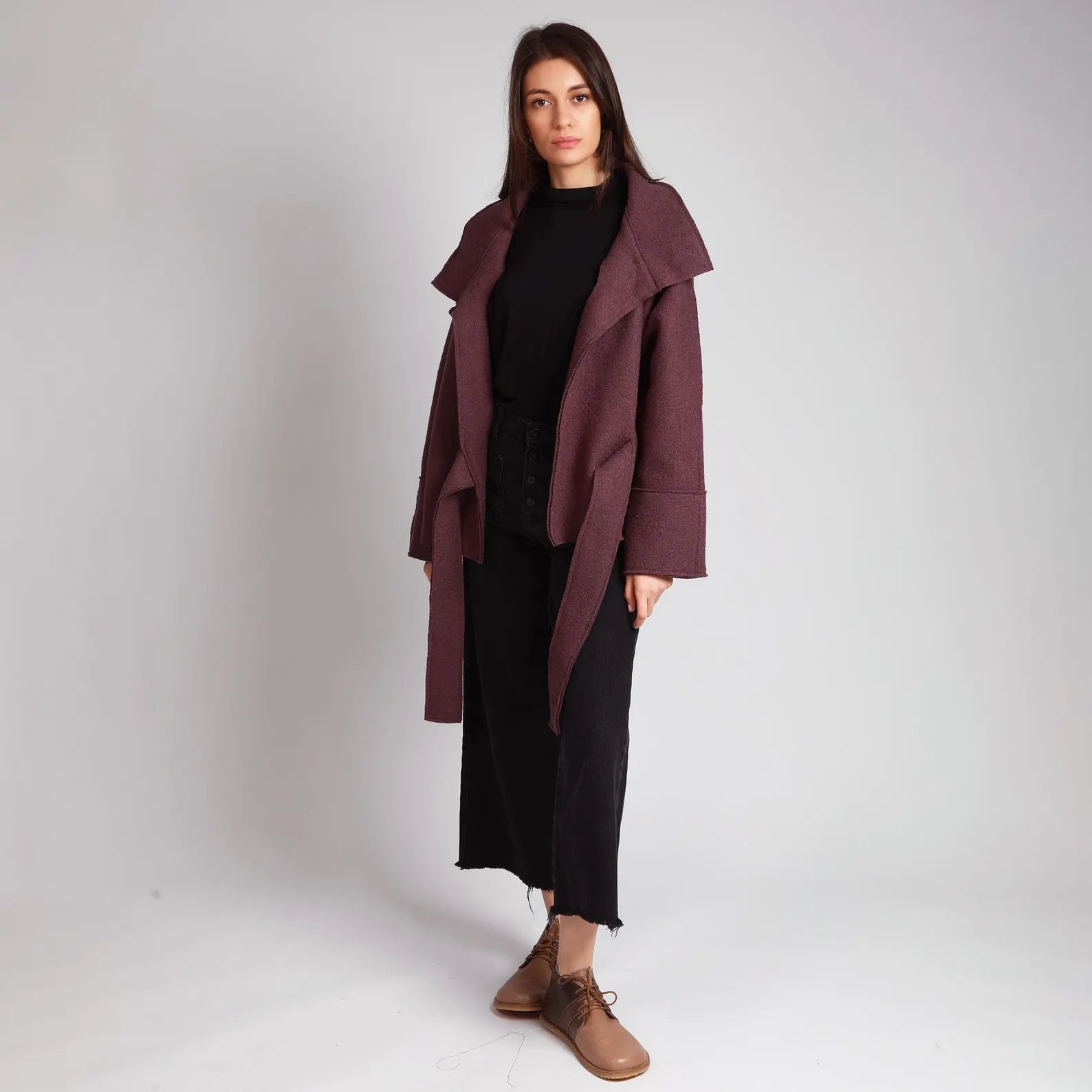 MAUD Oversized Boiled Wool Wrap Coatigan with Belt