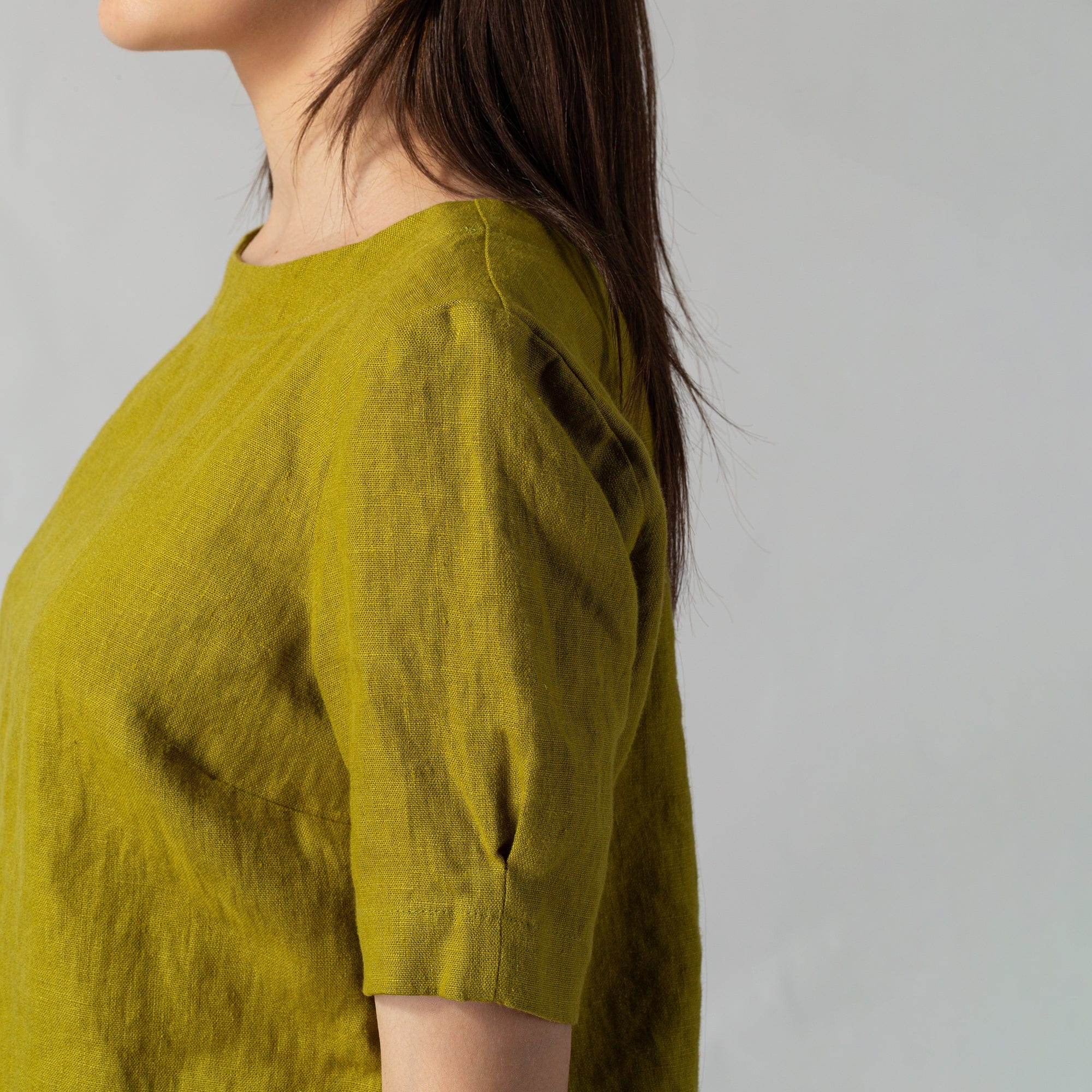 Short Sleeve Linen T-Shirt Moss Green