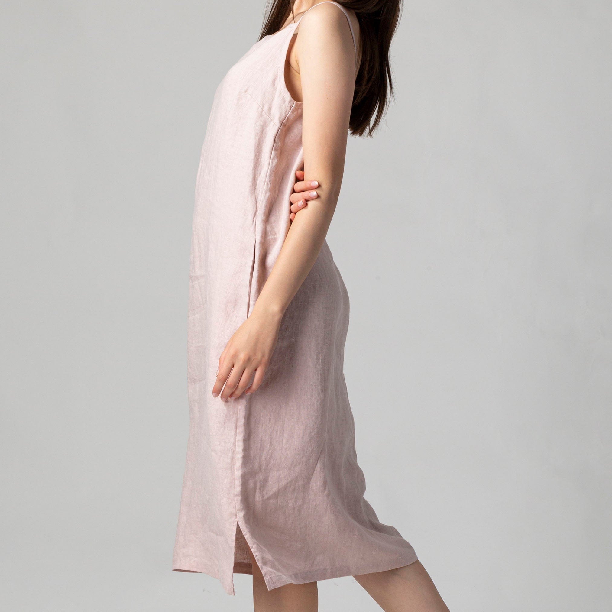 Linen Cami Dress Dusty Pink | KNOTIUM Linen Cami Dress Dusty Pink | KNOTIUM