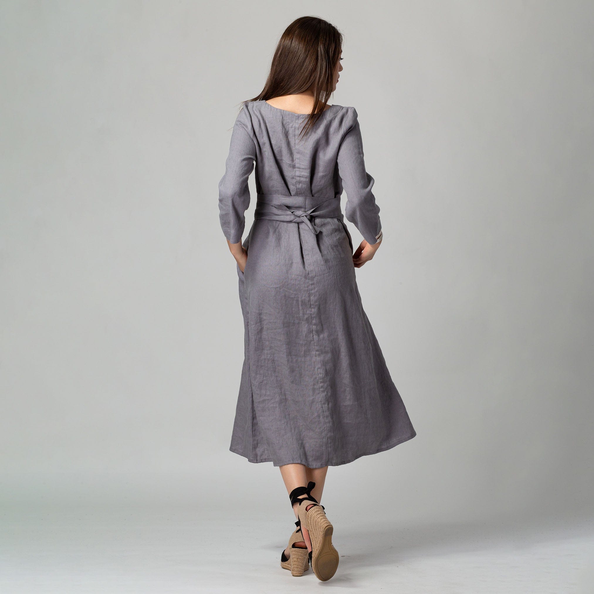 grey dress with belt Grey Maxi Dress, Shirt Dress, Belt Dress, Plus Size Clothing, Long Sleeve Dress, Flare Dress, Floor Length Dress, Women Winter Dress