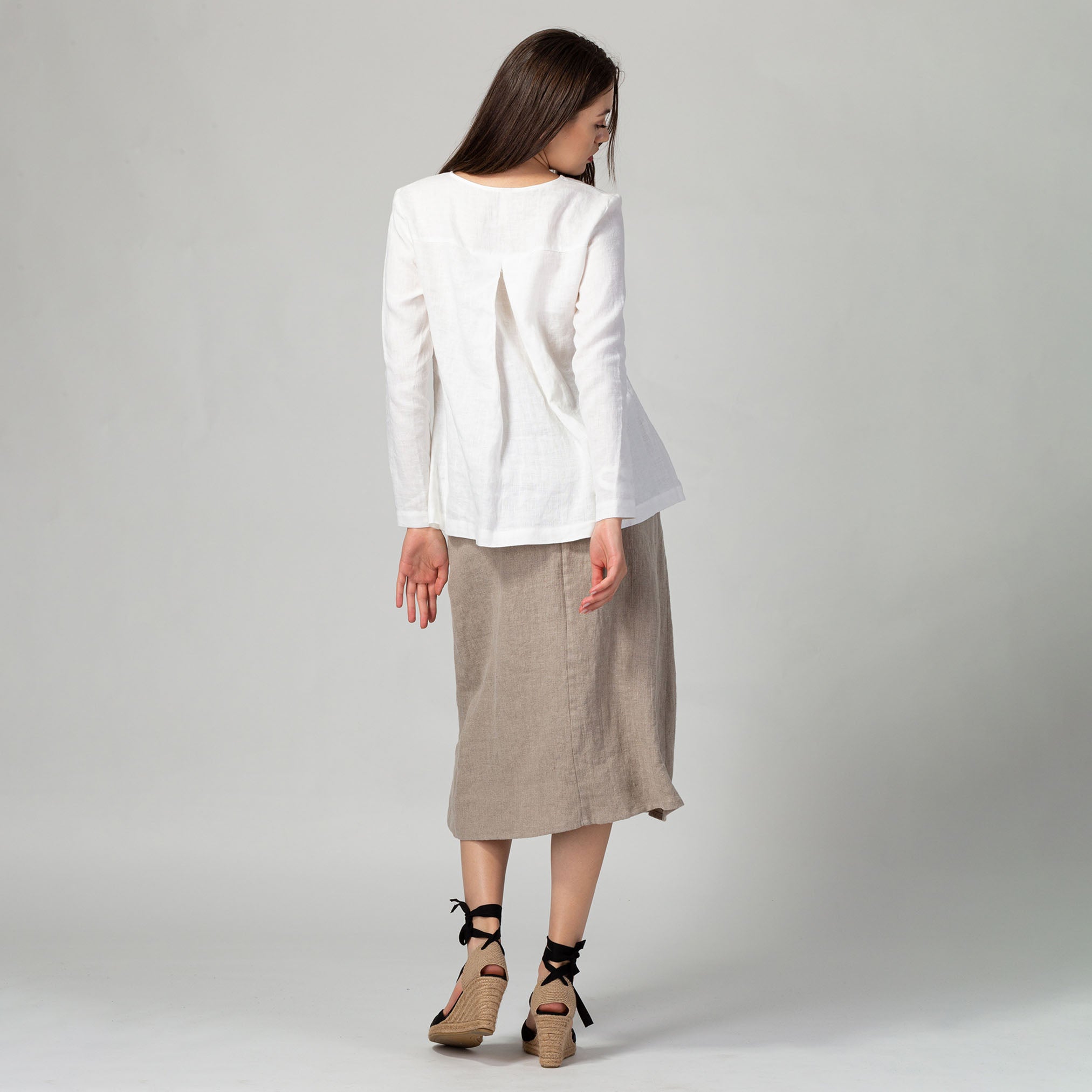 Midi A-Line Skirt Natural