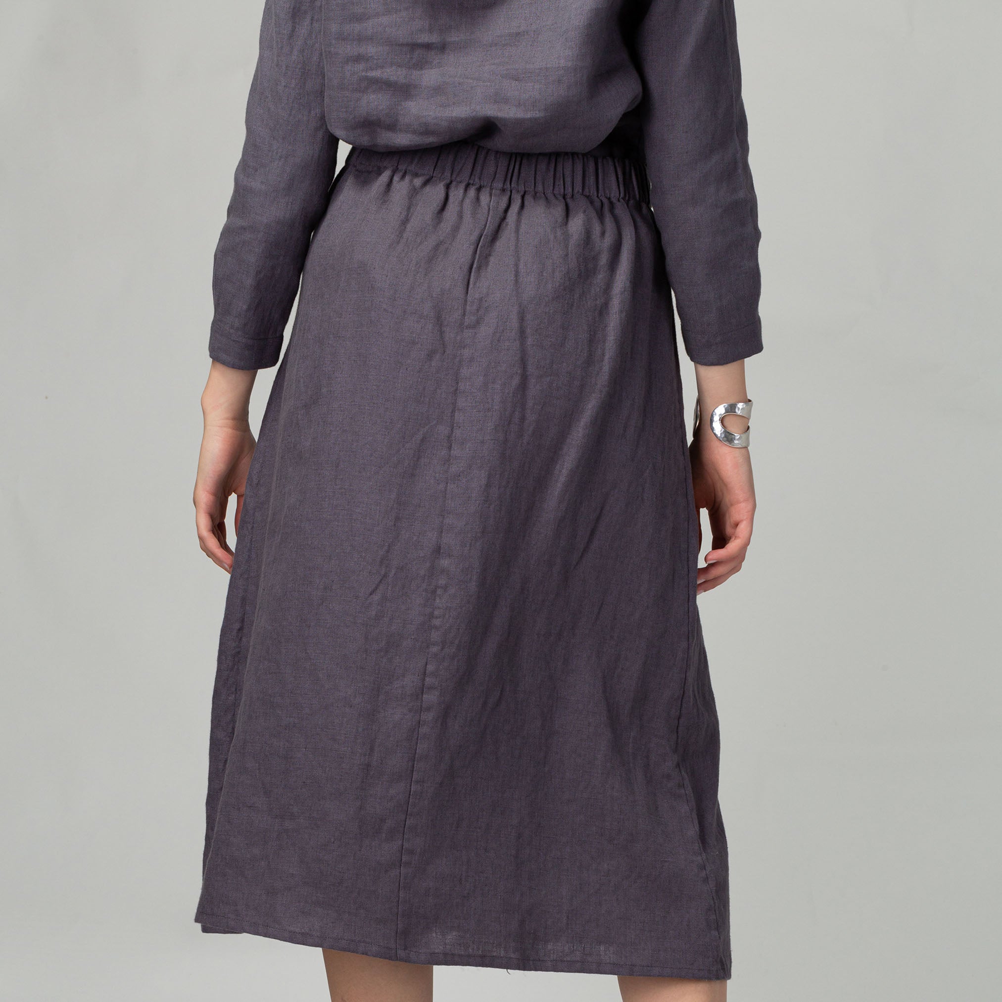 Midi A-Linen Skirt Dark Gray