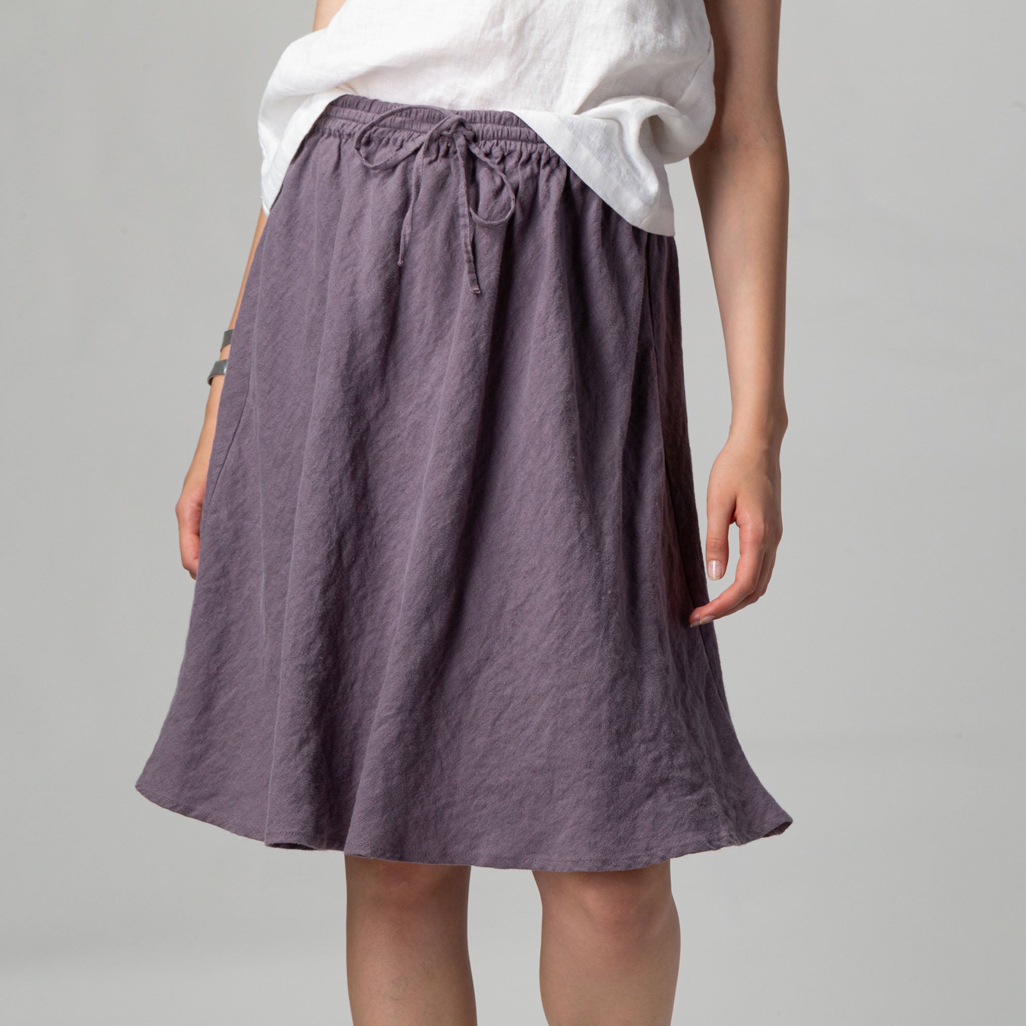 Semi Circle Linen Skirt Faded Purple